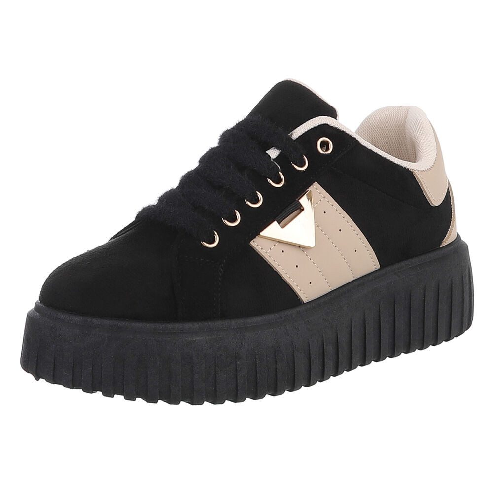 Ital-Design Damen Sneaker mit gepolsterter Innensohle und robustem Halt Sneaker (90704155) Flach Sneakers Low in Schwarz