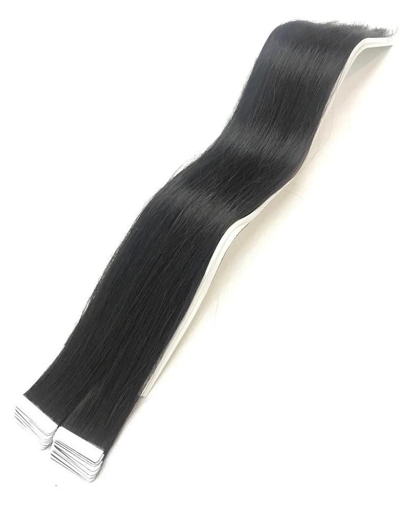 Echthaar-Extension Tape in Hair Echthaartapes, natur schwarz, Remy Haar für Haarextension