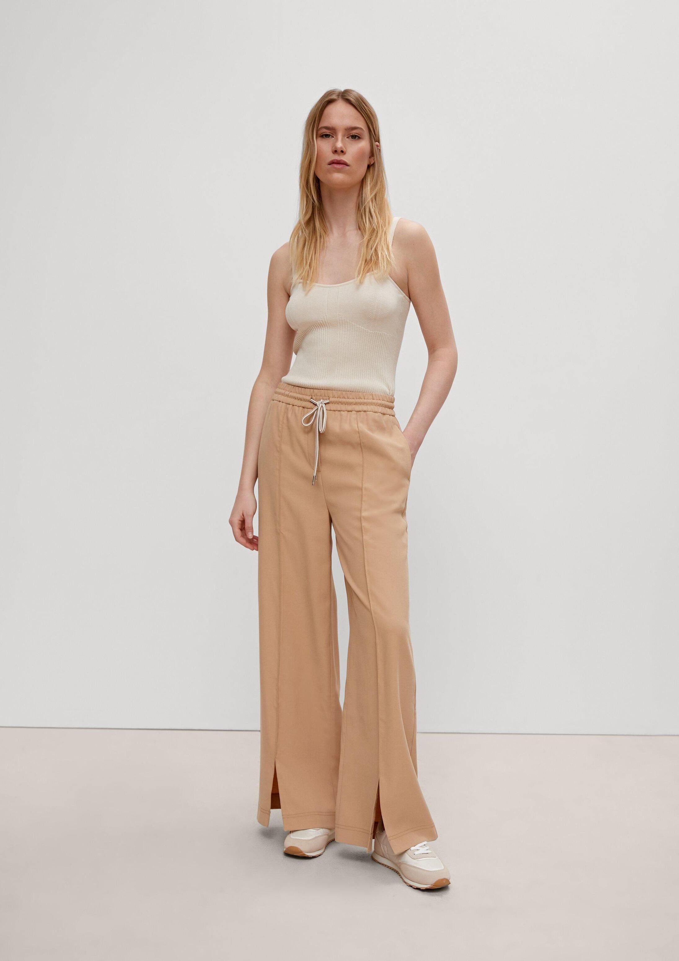 comma Jogginghose Hose Regular: Marlenehose mit Saumschlitz