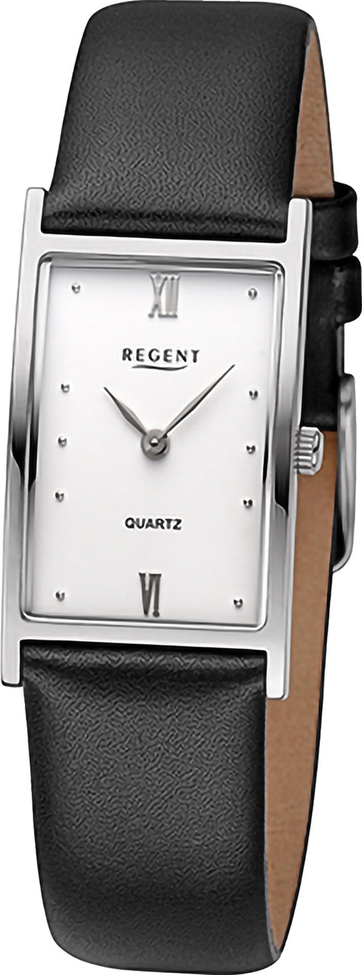 Damen 21x30mm), Damen rund, Quarzuhr Regent Armbanduhr Regent (ca. Lederarmband extra groß Armbanduhr Analog,