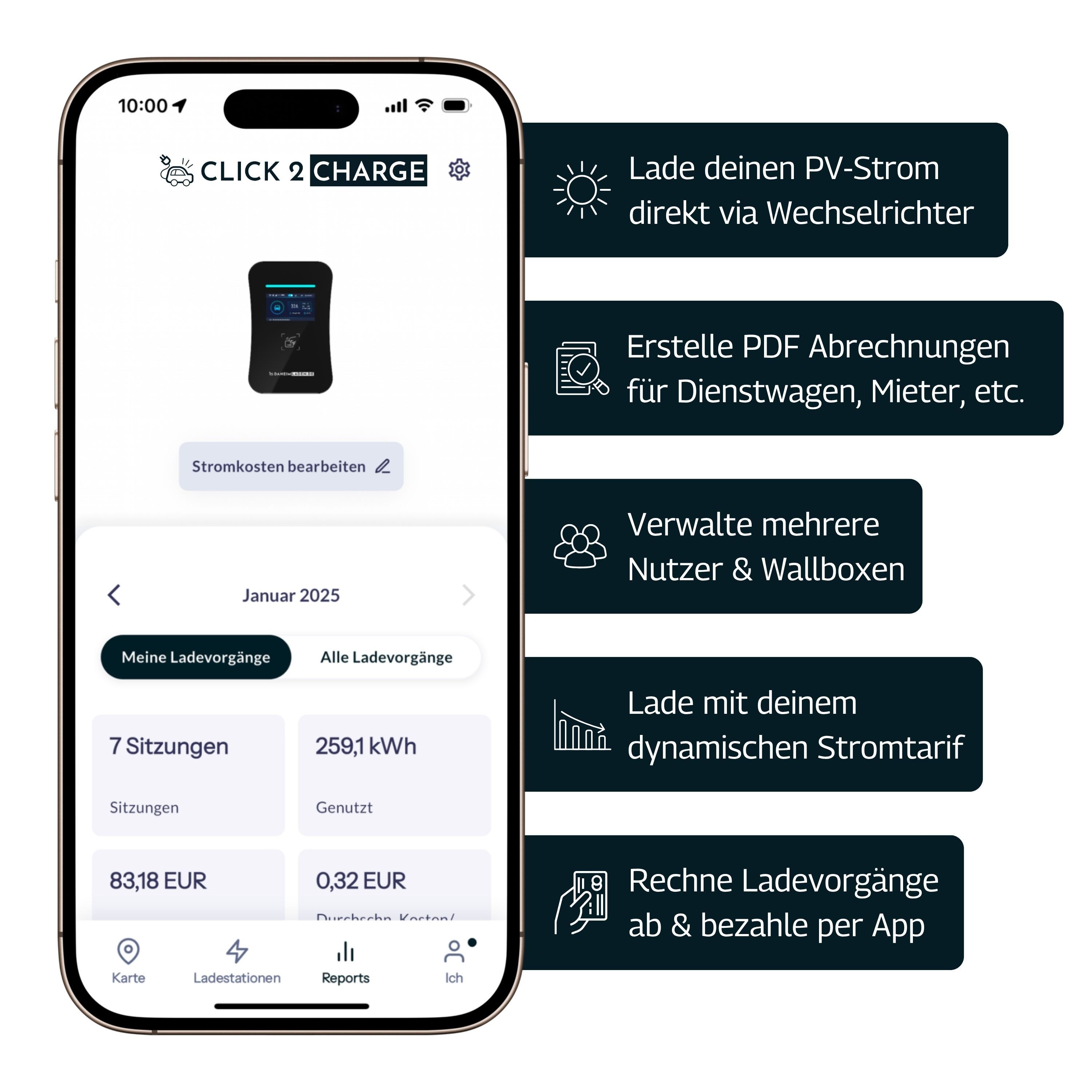 DAHEIM LADEN Elektroauto-Ladestation DaheimLader Touch PRO Wallbox, 11kW / 16A, 3-phasig, mit App, RFID, MID-Stromzähler, DockingStation, OCPP Version 1.6j