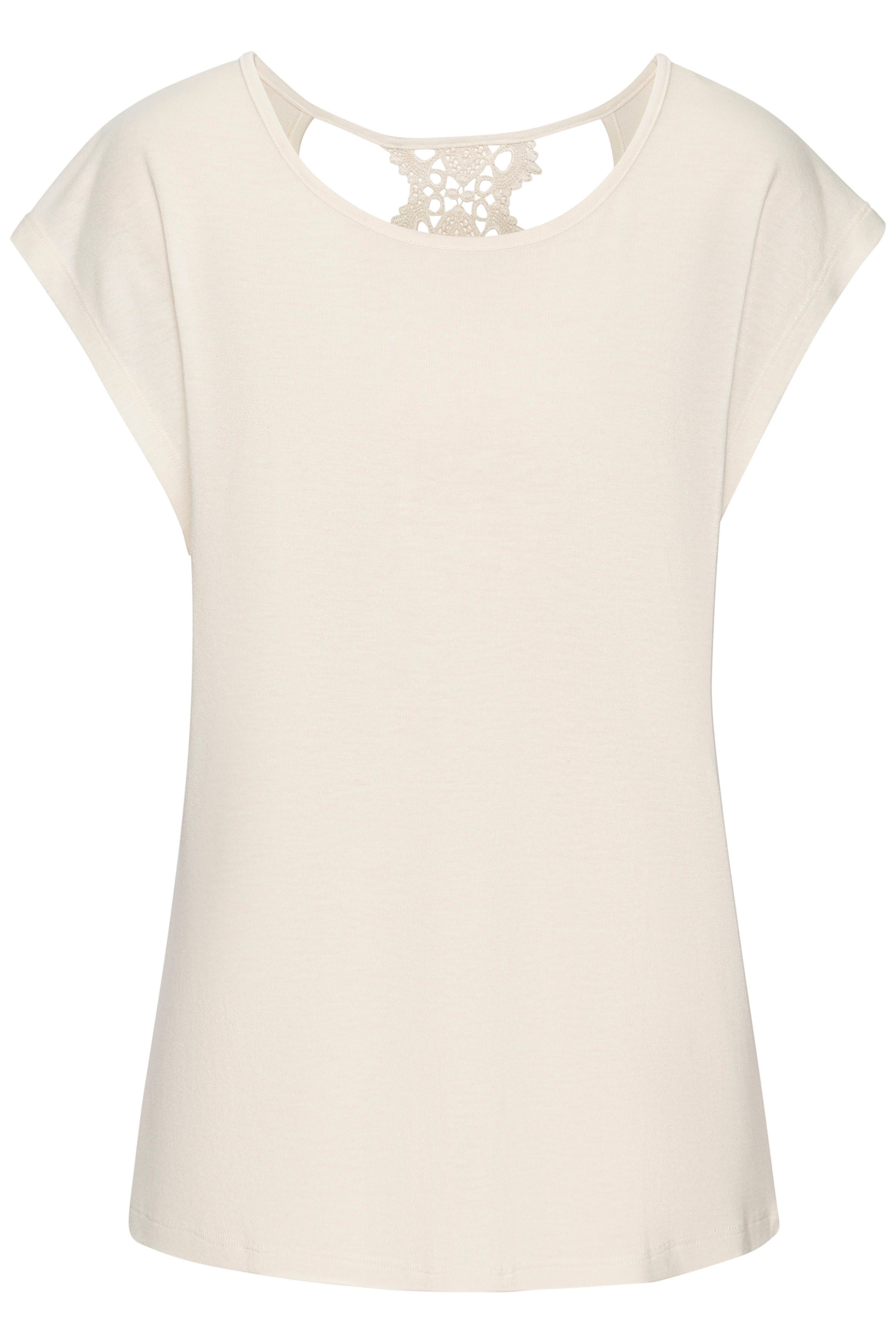 LASCANA Kurzarmshirt, mit Spitzendetail im Rücken, bequemes T-Shirt aus Jer günstig online kaufen