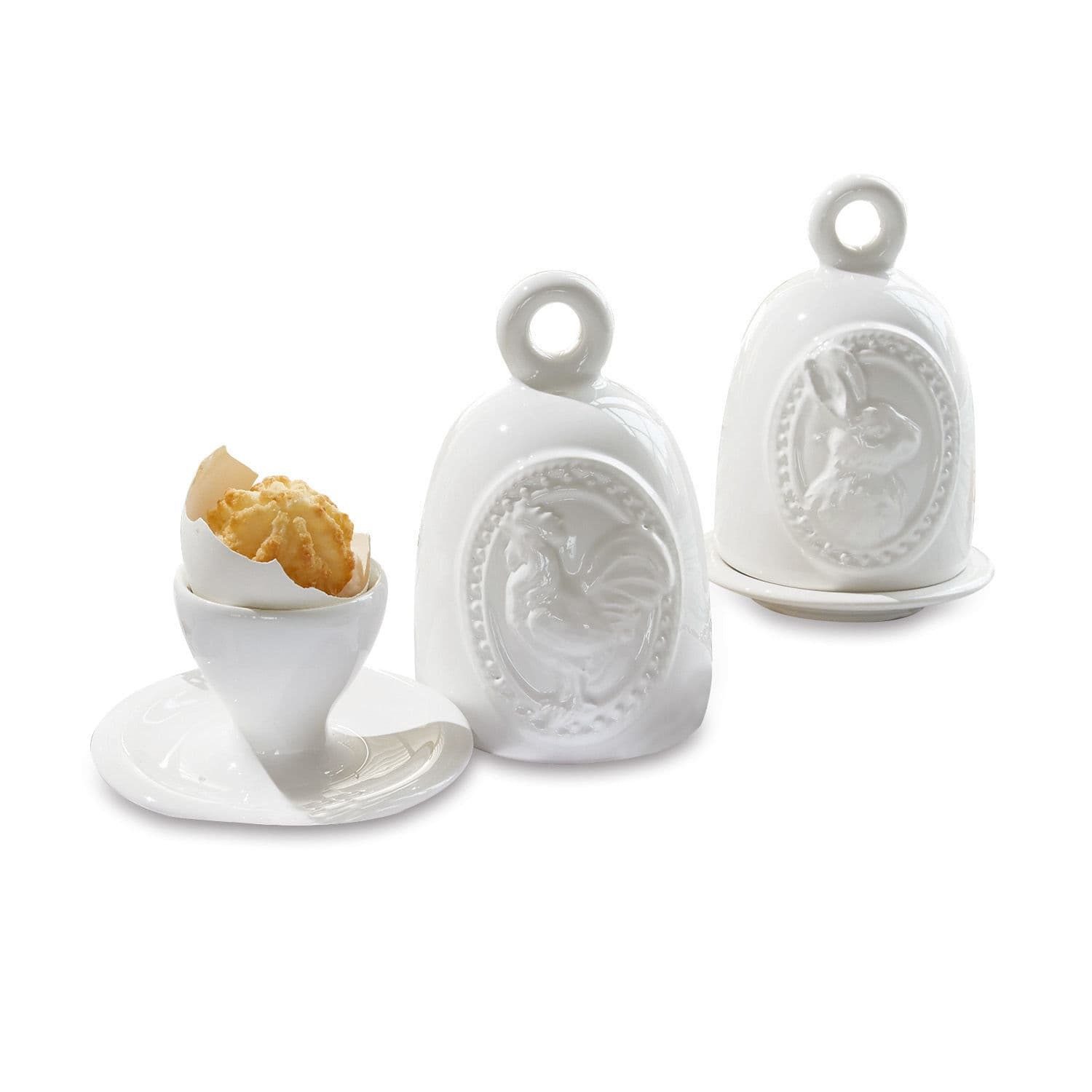 Mirabeau Geschirr-Set Eierbecher 2er Set Celestyn weiß, Polyresin, Dolomitgestein