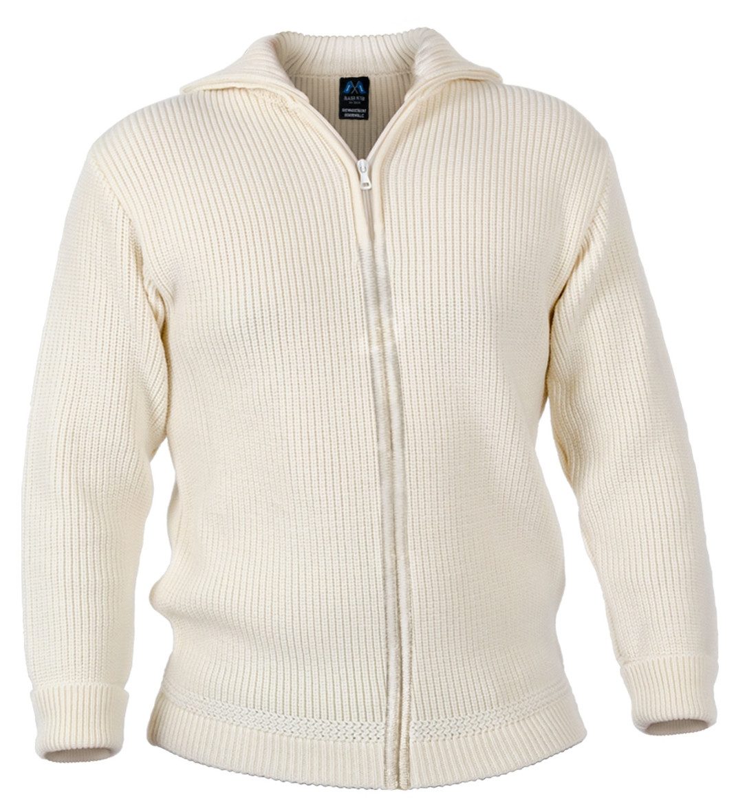 Blauer Peter Strickjacke aus Merino mit Troyerkragen und Reißverschluß