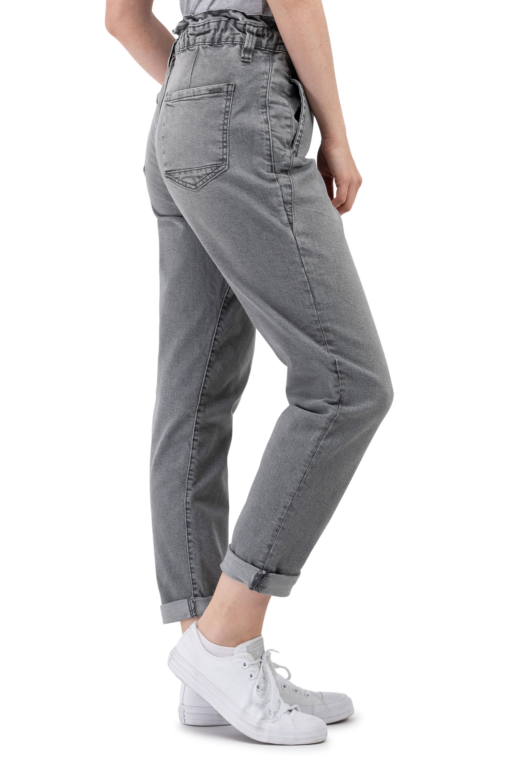 SUBLEVEL Paperbag-Hose Damen Jeans Mid Waist elastisch Moderne Hose