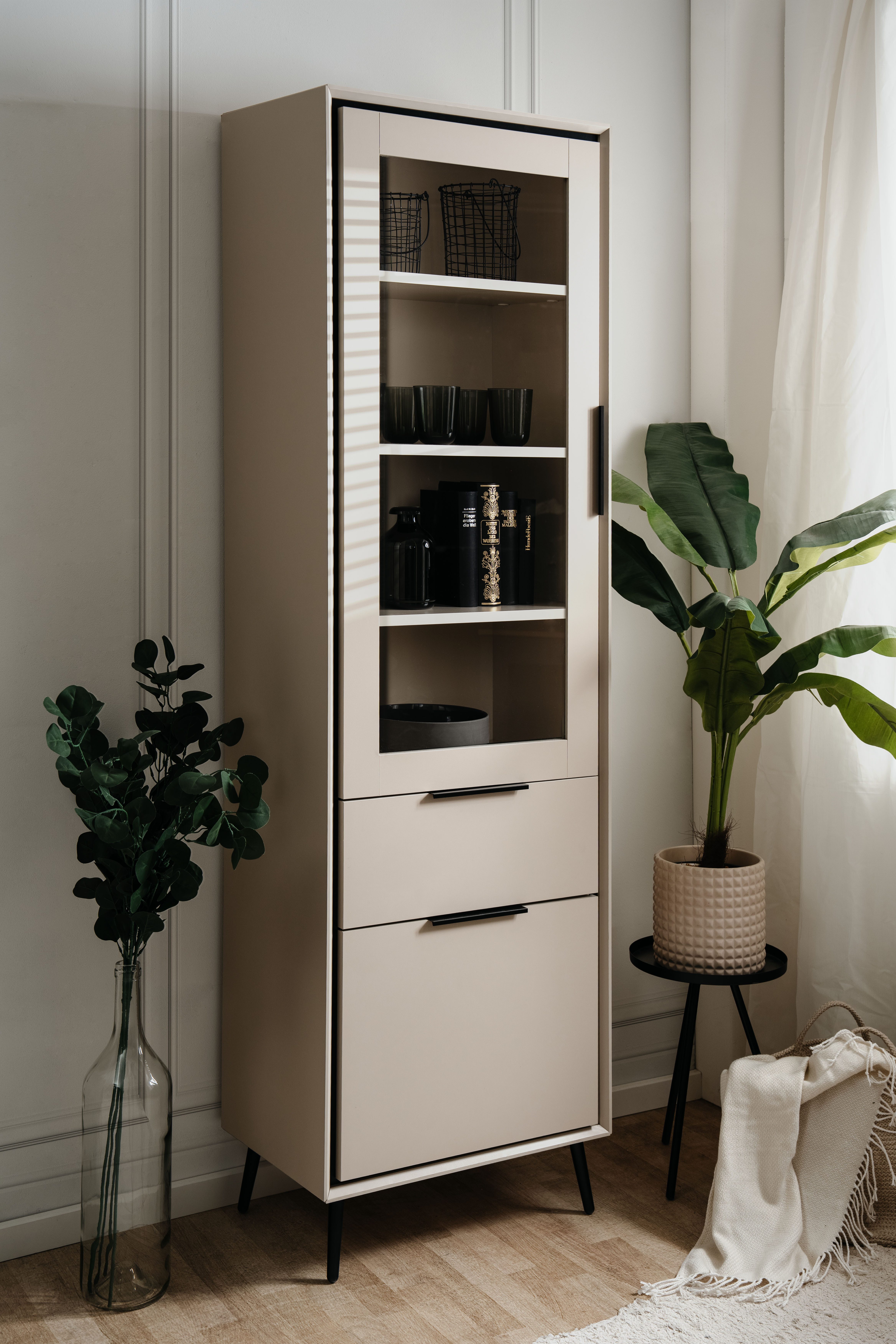 möbelvita Vitrine Vitrine Aurora 52B sand / schwarz