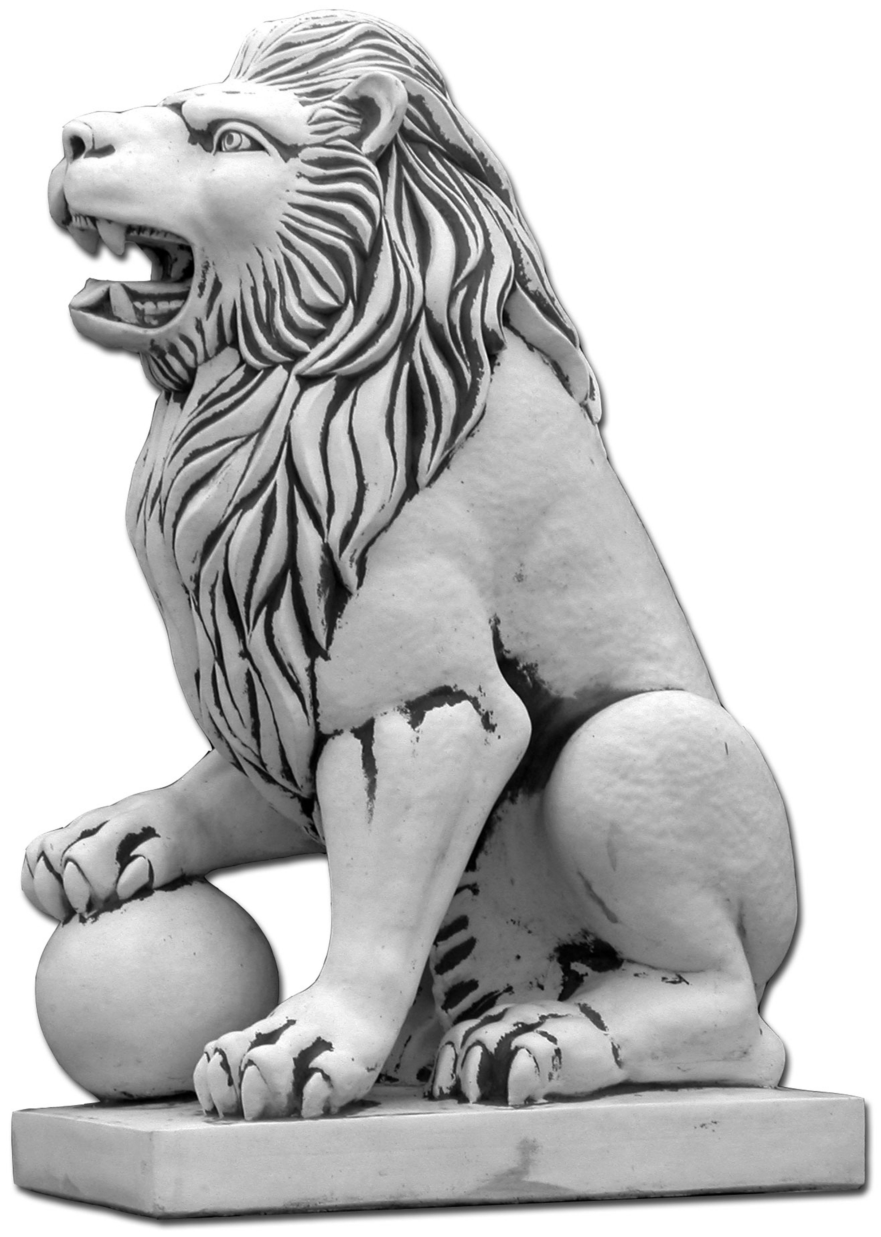 gartendekoparadies.de Gartenfigur Statue Löwe mit Kugel rechts, H. 128 cm, 450 kg, Frostsicher