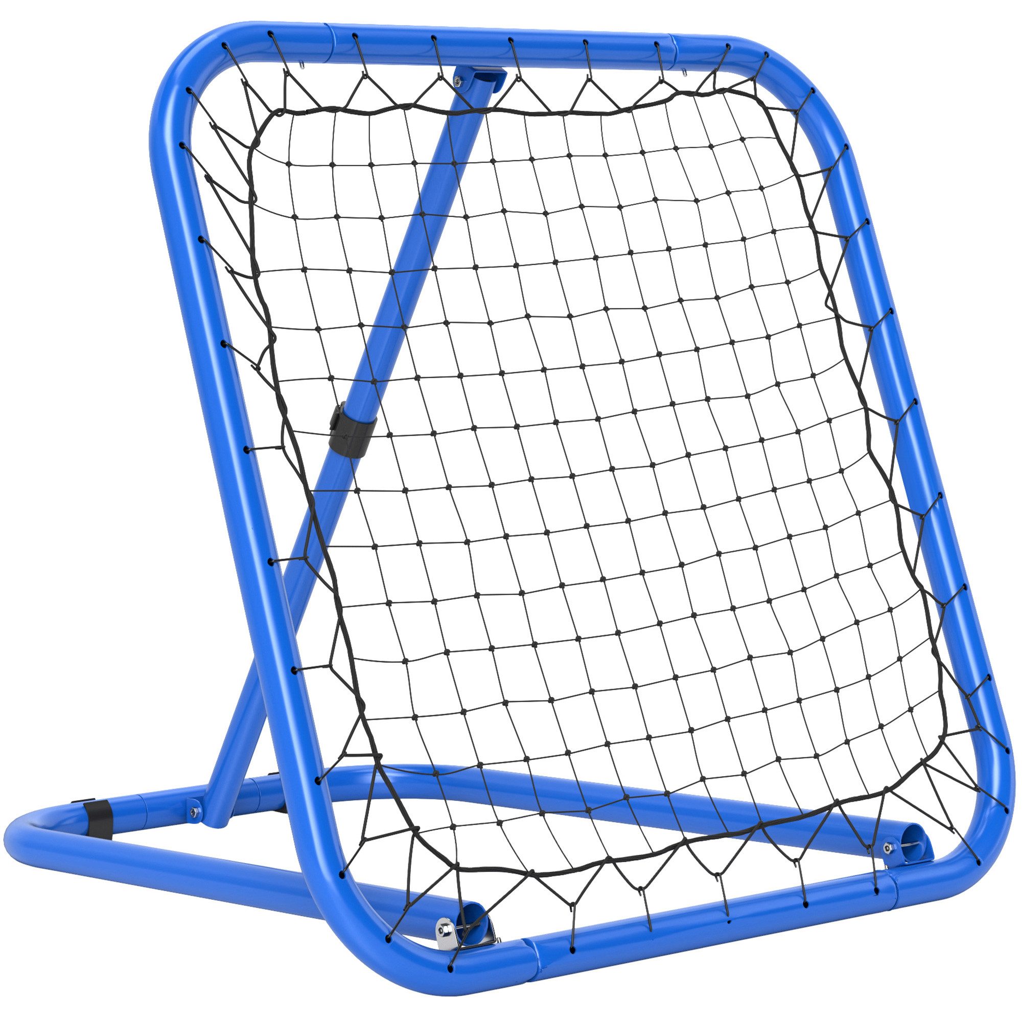 Fine Life Pro Rebounder Rebounder für Fußball, klappbar 63 x 63 cm Verstellbar, Fußballtor Kicker für Baseball Basketball, Metall, Blau