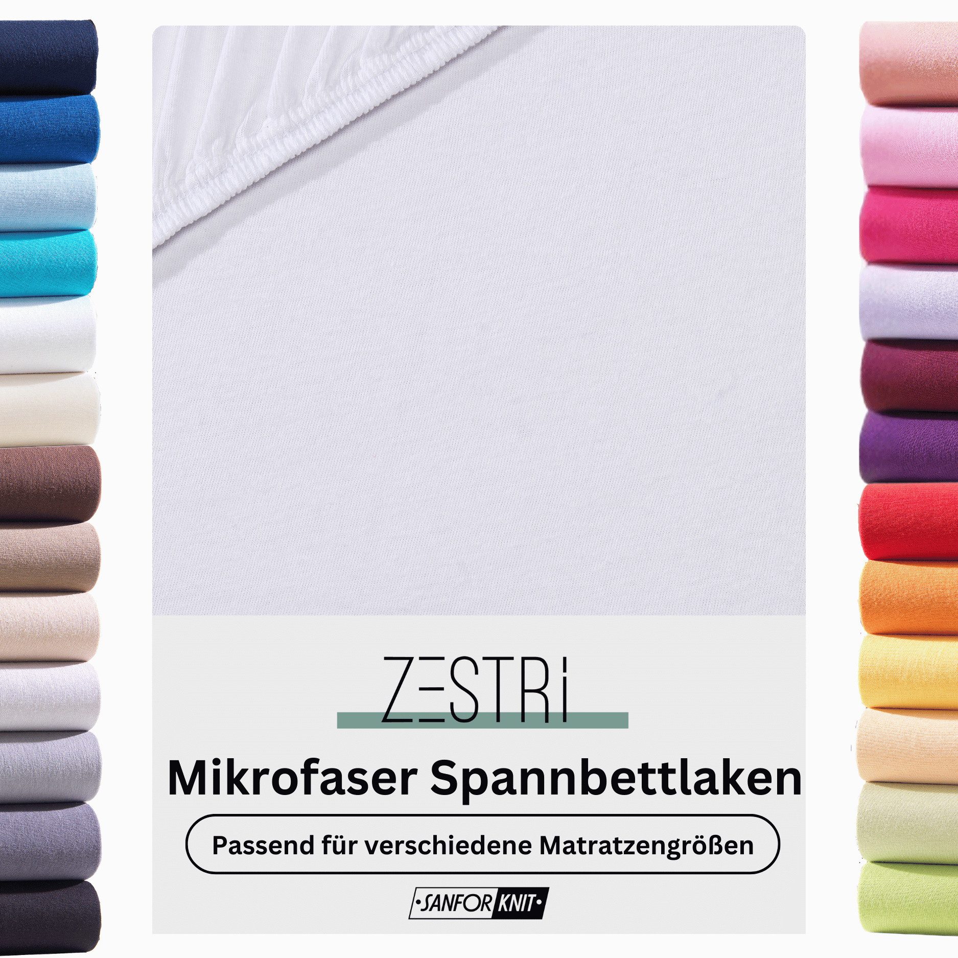 Zestri Spannbettlaken aus Microfaser mit Rundumgummizug, günstig online kaufen