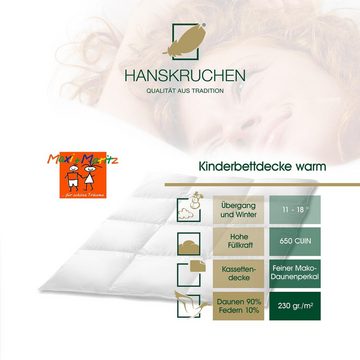 Daunenbettdecke, HANSKRUCHEN, Füllung: 90% Daunen, 10% Federn, Winter 100 x 135 cm, hergestellt in Deutschland, allergikerfreundlich