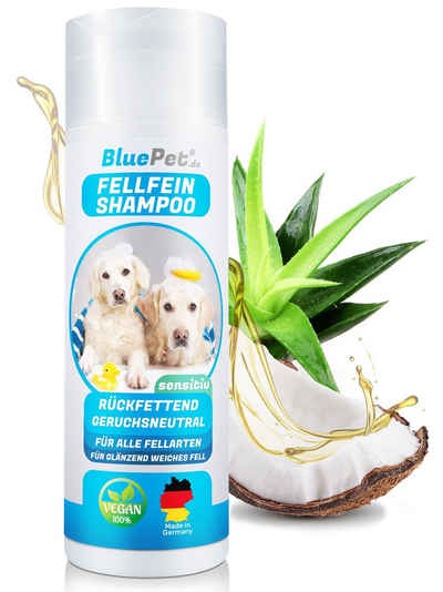 BluePet Tiershampoo "FellFein" Hundeshampoo Sensitiv, 200 ml, 100% vegan, Made in Germany, ohne Duftstoffe/Silikone/Farbstoffe