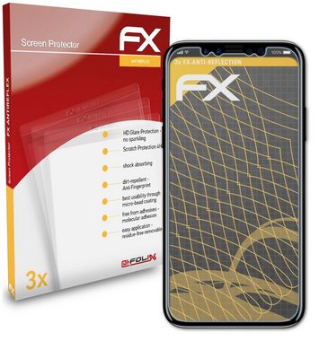 atFoliX Schutzfolie für Apple iPhone X Front, (3 Folien), Entspiegelnd und stoßdämpfend