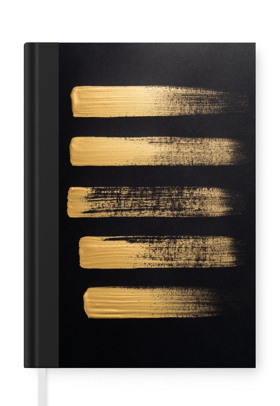 MuchoWow Notizbuch Muster aus goldener Farbe auf schwarzem Hintergrund, Journal, Merkzettel, Tagebuch, Notizheft, A5, 98 Seiten, Haushaltsbuch