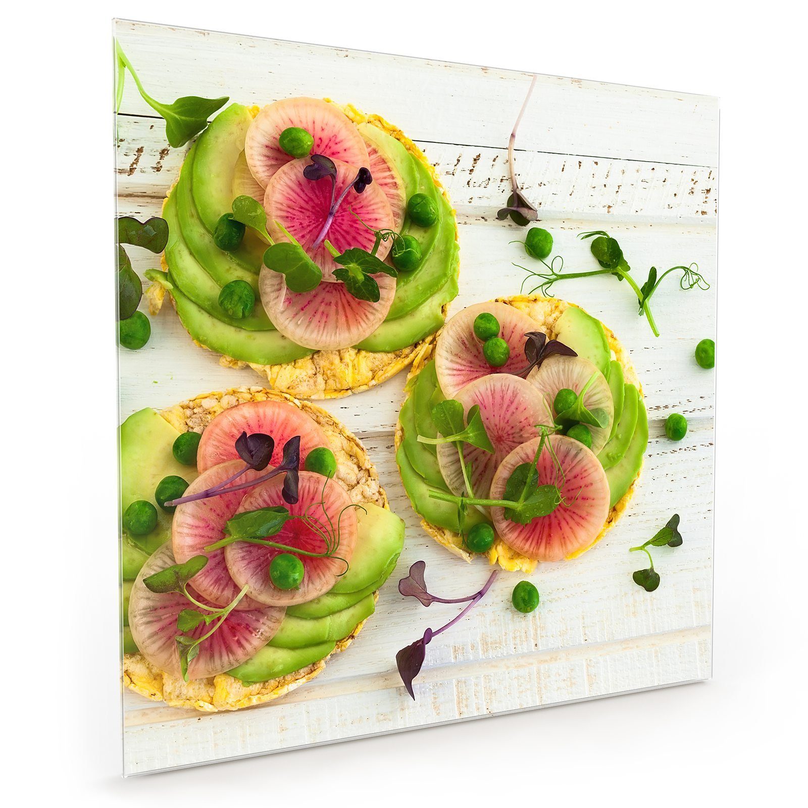 Primedeco Küchenrückwand Küchenrückwand Spritzschutz Glas mit Motiv Kuchen mit Avocado
