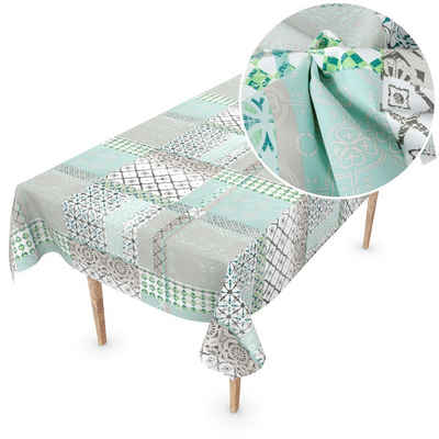 ANRO Tischdecke Tischdecke Wachstuch PVC Frei Ornamente Grün Robust Wasserabweisend, Glatt
