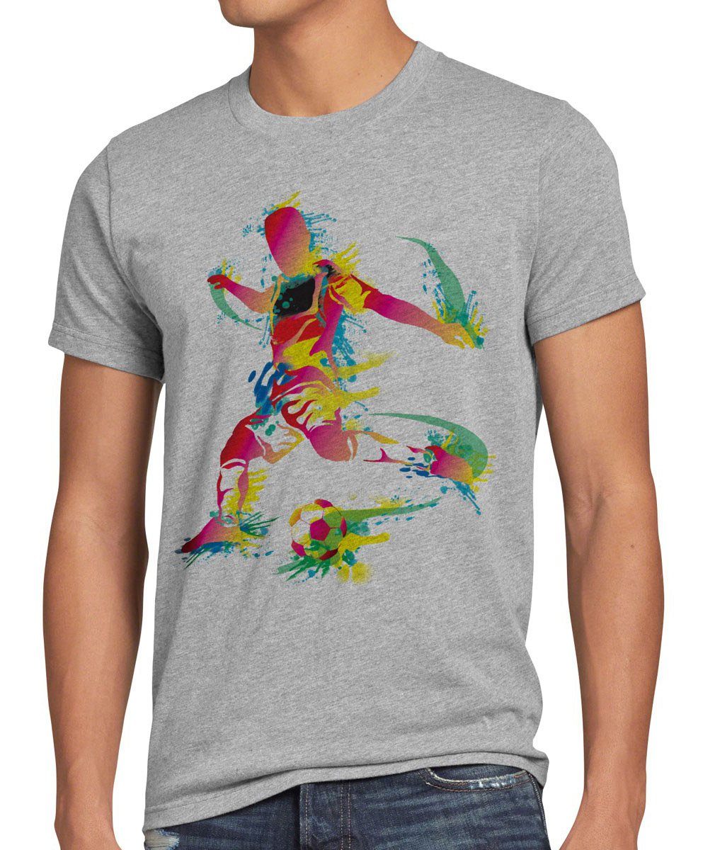 Germany style3 Trikot Deutschland T-Shirt Sport Herren EM Fan 2022 grau Fußball bundesliga Print-Shirt meliert