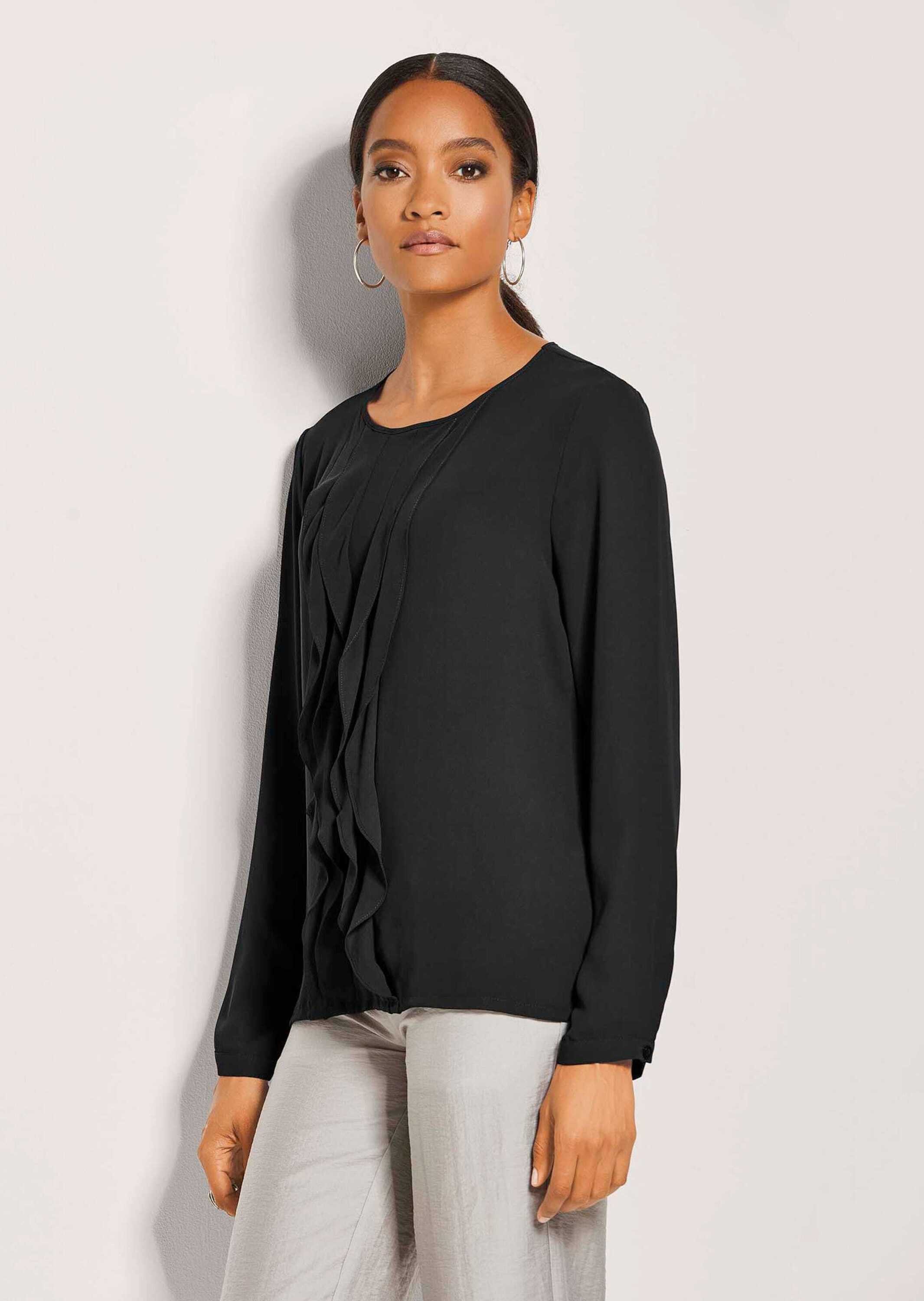 Langarmbluse Leichte Rundhals-Bluse