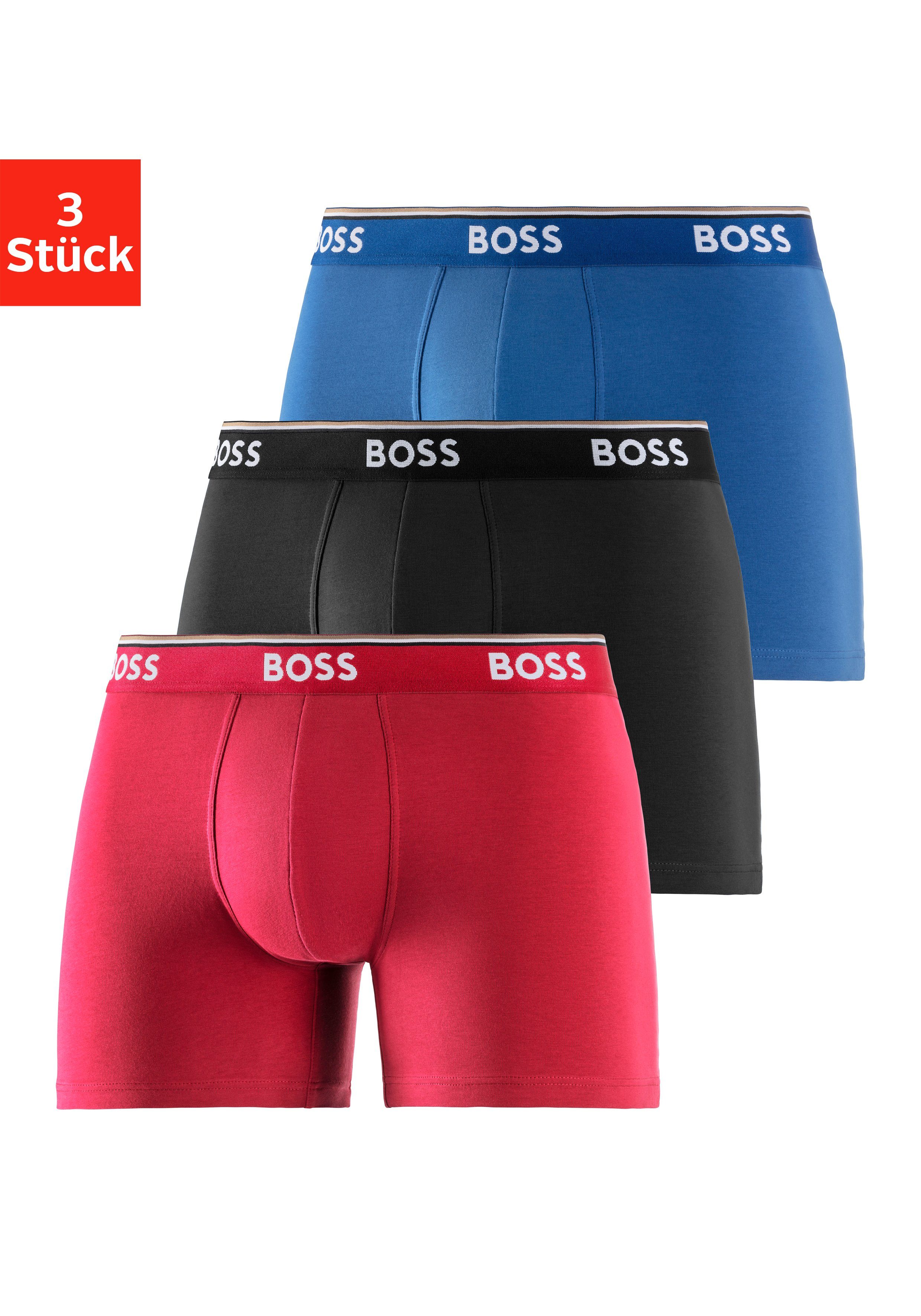 BOSS Langer Boxer Boxer Brief 3P (Packung, 3er-Pack) mit farblich passendem Webbund