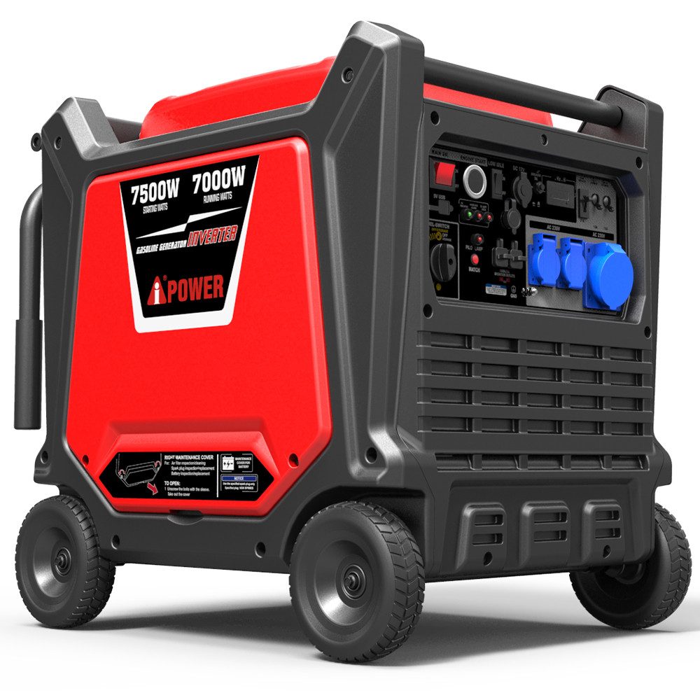 A-iPower Stromerzeuger SC8000i, 7,5 in kW, (Benzin Stromgenerator Generator Notstromaggregat 4-Takt Motor Stromerzeuger Leise ATS Verfürgbar), mit 230V 16A / 32A Steckdosen