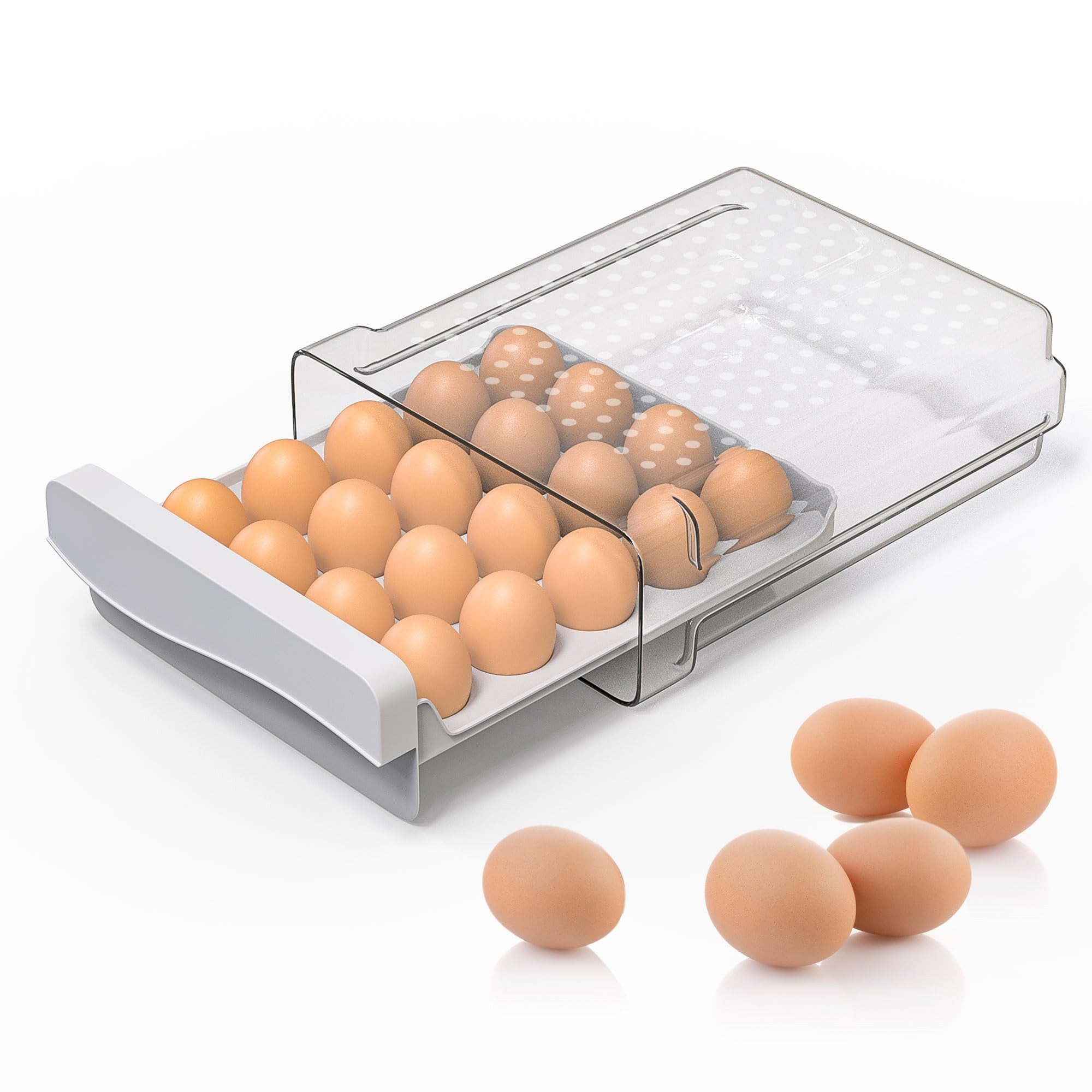 FOUORTUNATE-BEE Eierkorb 20 Eier Organizer Eierhalter Kühlschrank Eierbox Eier Aufbewahrung, (Transparent Vorratsdose Aufbewahrungsbox Frischhaltedose Küchenregal Platzsparender, Kühlschrank Organizer Küchen Aufbewahrung & Organizer)