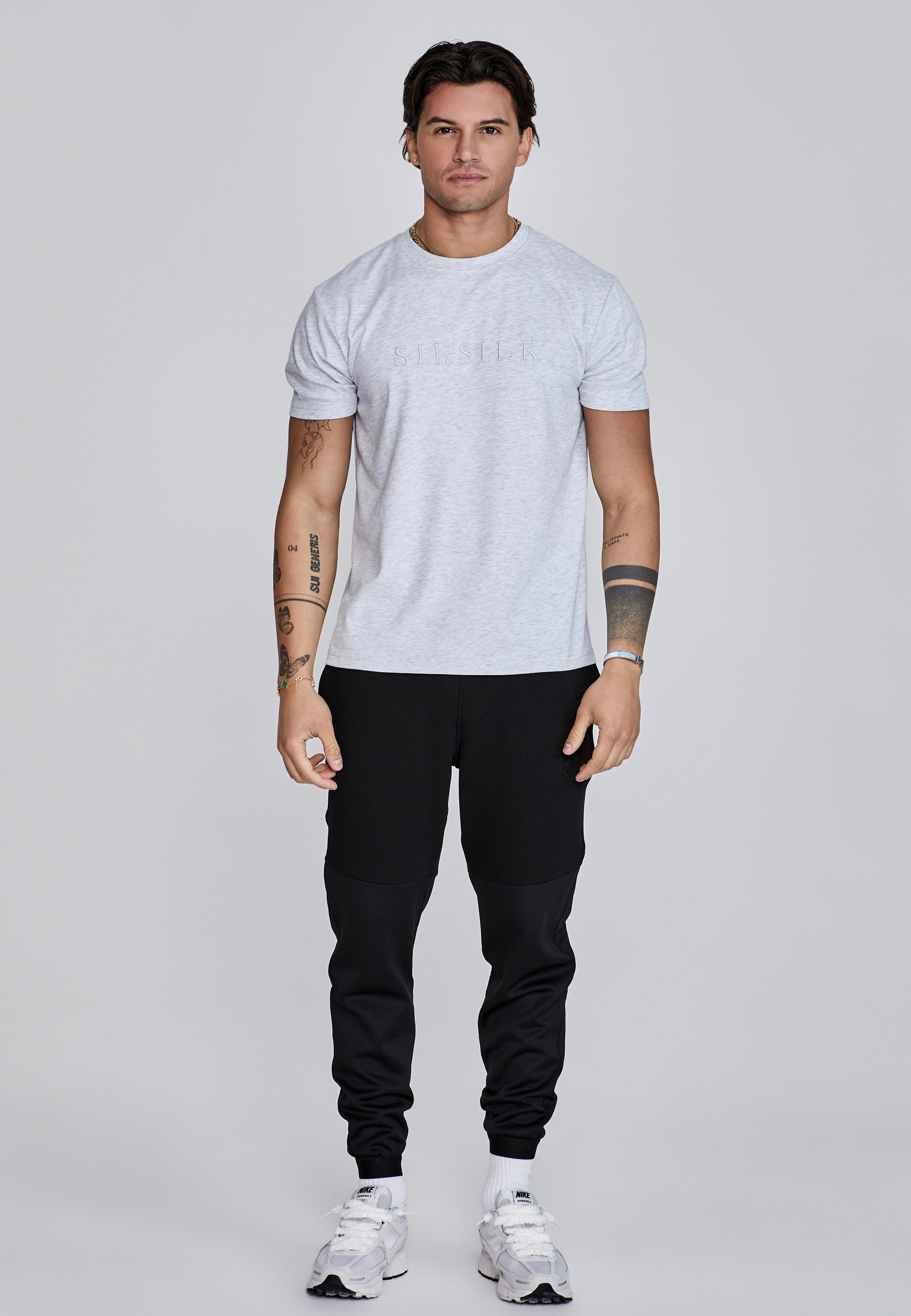Siksilk T-Shirt SikSilk Herren Grau Marl Logo T-Shirt günstig online kaufen