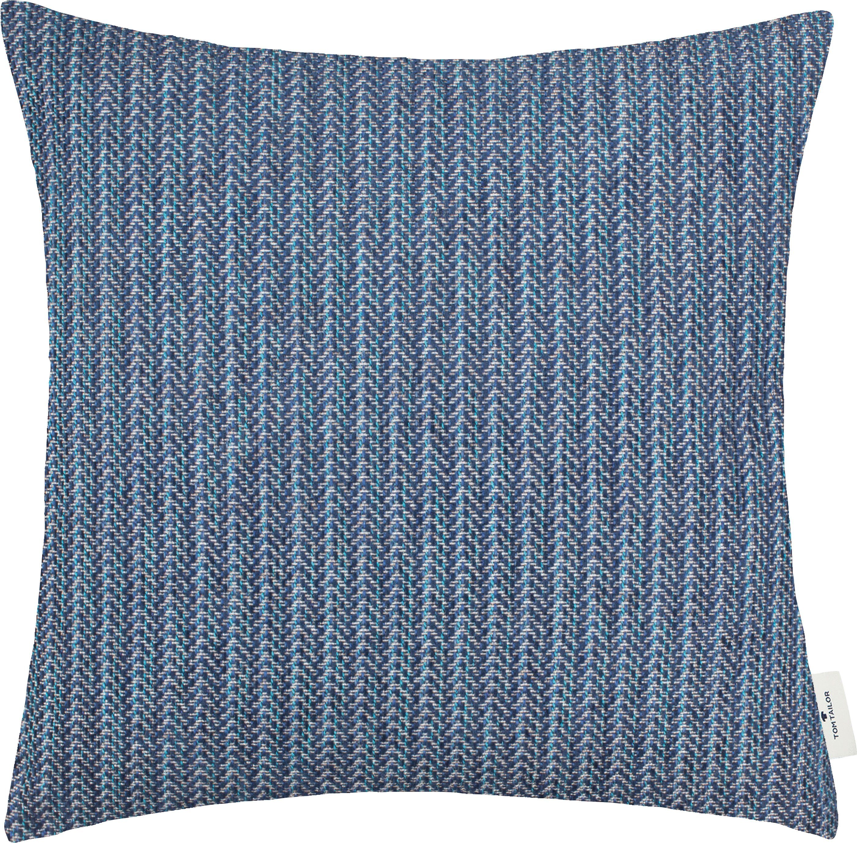 TOM TAILOR HOME Dekokissen 1 ZigZag, Chenille Füllung, Kissenhülle mit dunkelblau/marine/navy hochwertigem Stück Chenillegarn, ohne