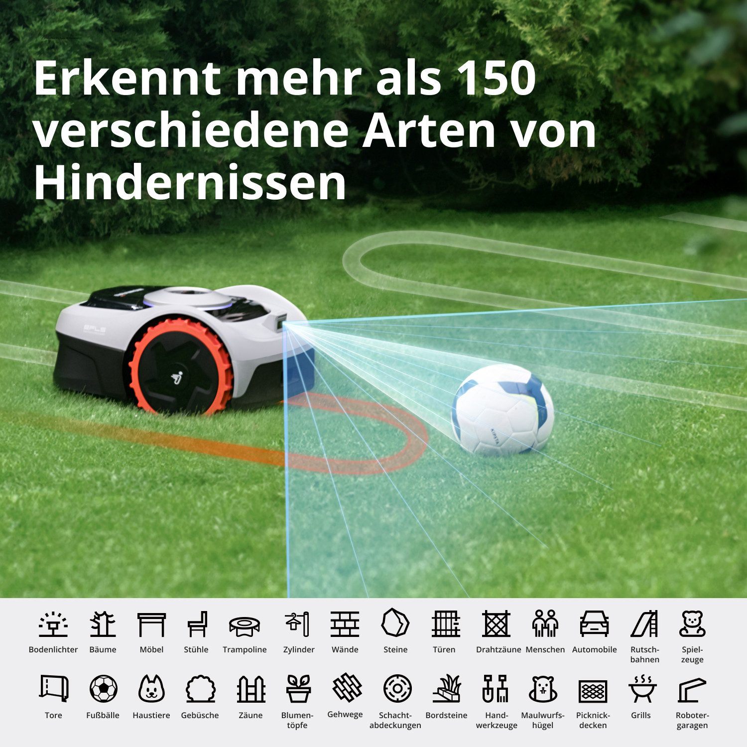 NAVIMOW Rasenmähroboter i105E Mähroboter ohne Begrenzungskabel, Empf. 500 m² mit Garage X, bis 600 m² Rasenfläche, (1-St., RTK+Vision Rasenmäher Roboter, Igelsc – Bild 4 von 5