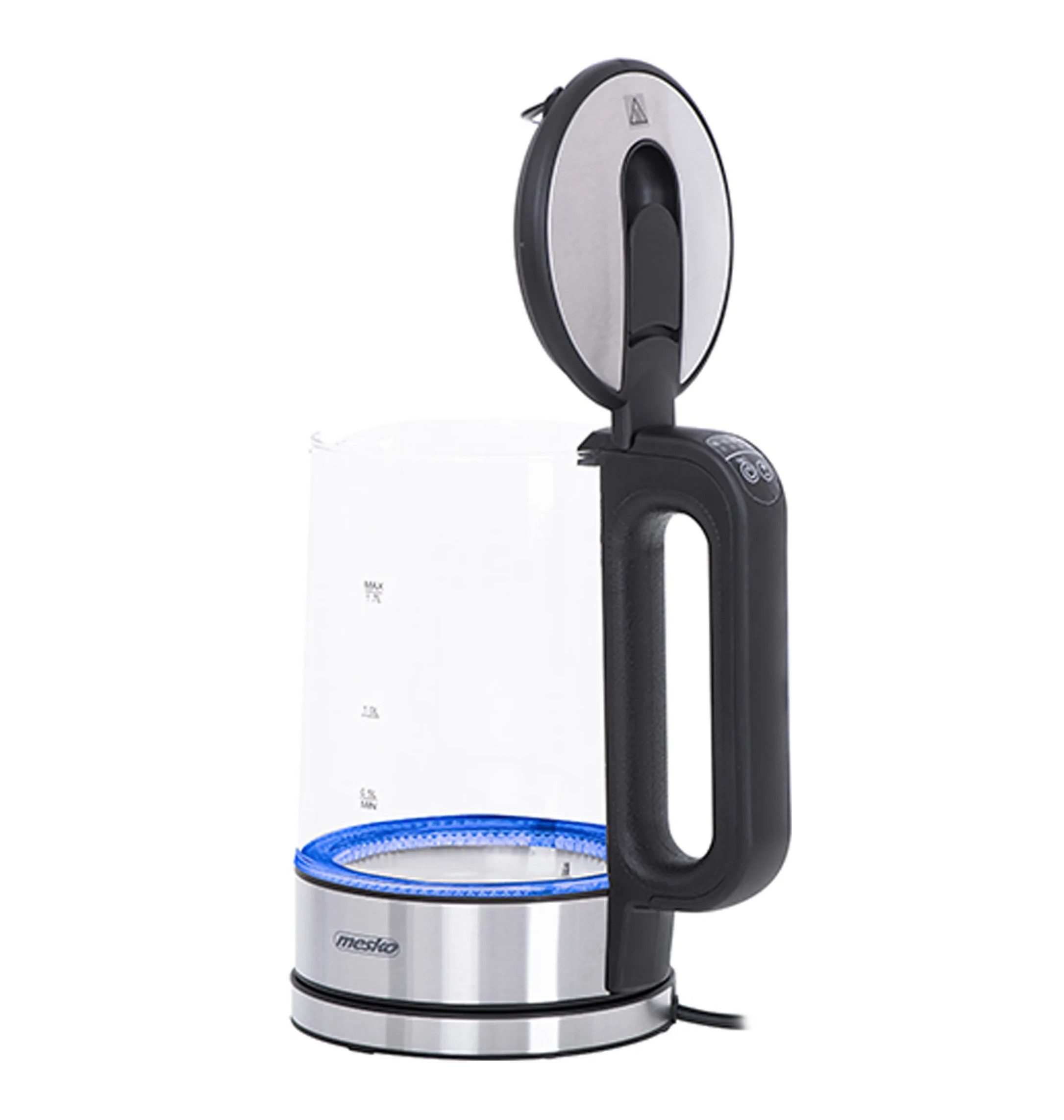 DOMO Wasserkocher Edelstahl 1,7 Liter - 2200 Watt, Automatische Abschaltung & Kalkfilter (Schwarz)