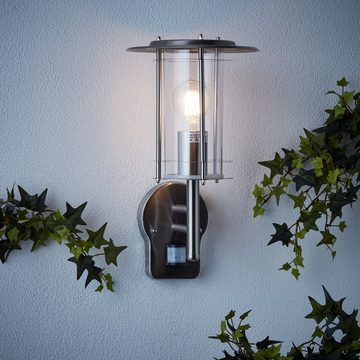 Lightbox Außen-Wandleuchte, Bewegungsmelder, ohne Leuchtmittel, Außen Wandlampe, Bewegungsmelder, 36 cm Höhe, Ø 20 cm, E27, max. 40 W