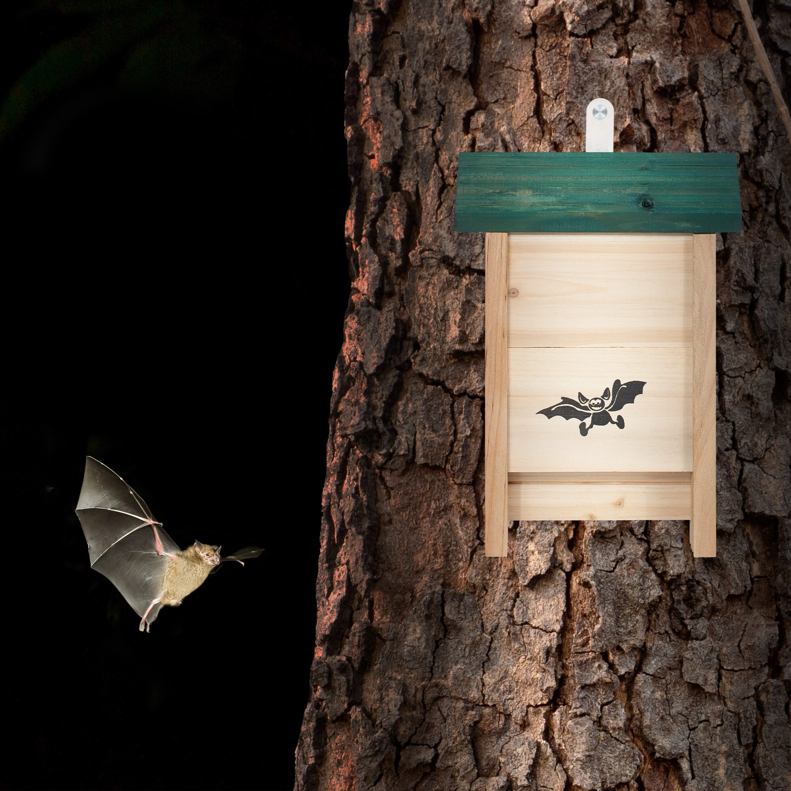 relaxdays Nistkasten Fledermauskasten 2er Set, grün