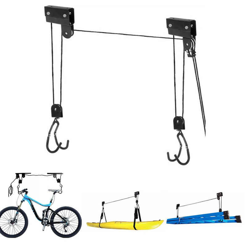 Lixada Fahrradhalter Fahrradlift für die Decke,Gewichtskapazität 60 kg,Stahl (Garage Aufbewahrung Bike Lift Pulley System), Bike Rack/Kajaks Rack,Decke Fahrradaufhänger