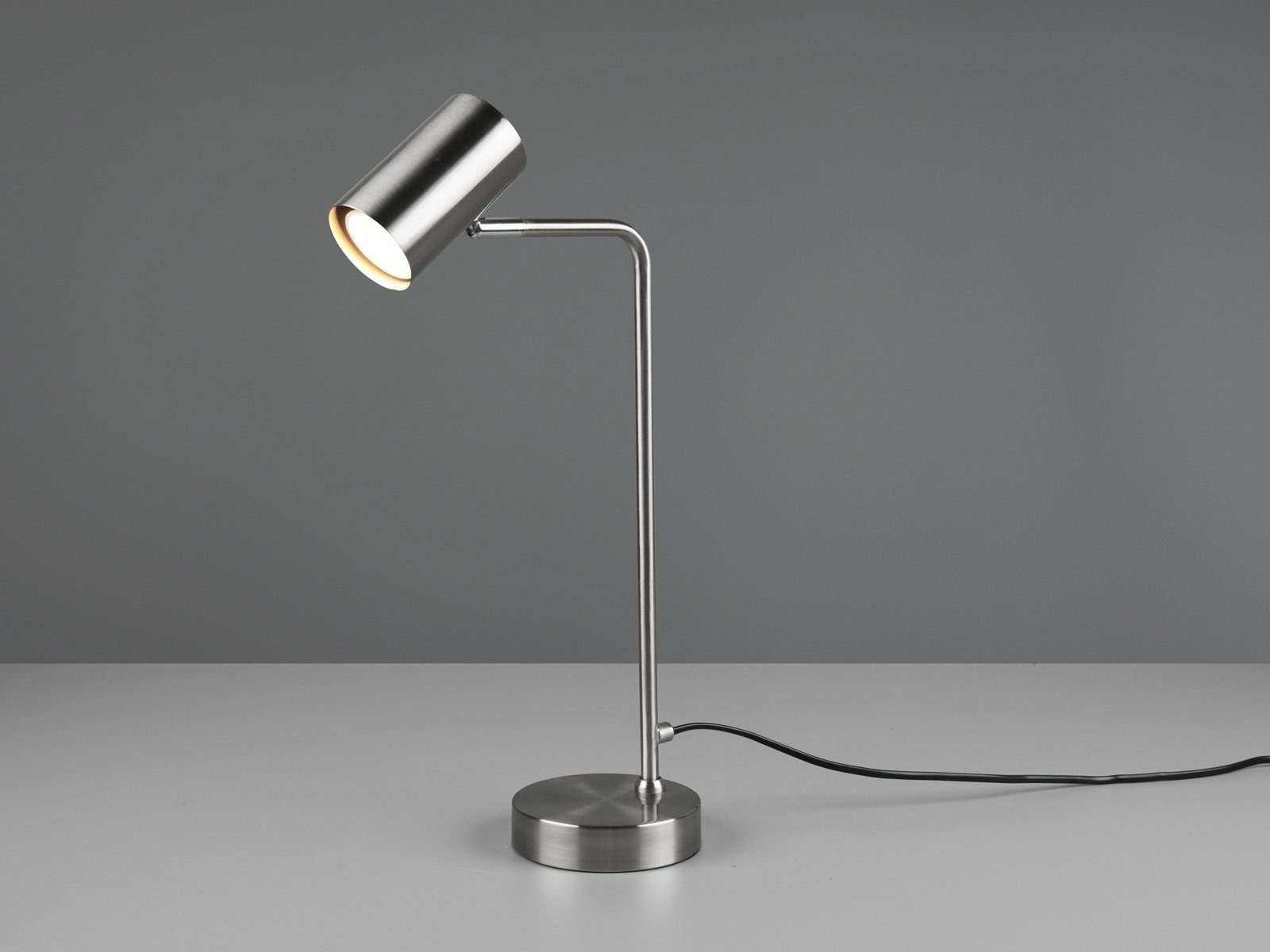 TRIO Leuchten LED Schreibtischlampe, Dimmfunktion, LED wechselbar, Warmweiß, Groß-e Arbeitsplatzleuchte Lampenschirm schwenkbar, Silber Höhe 45cm