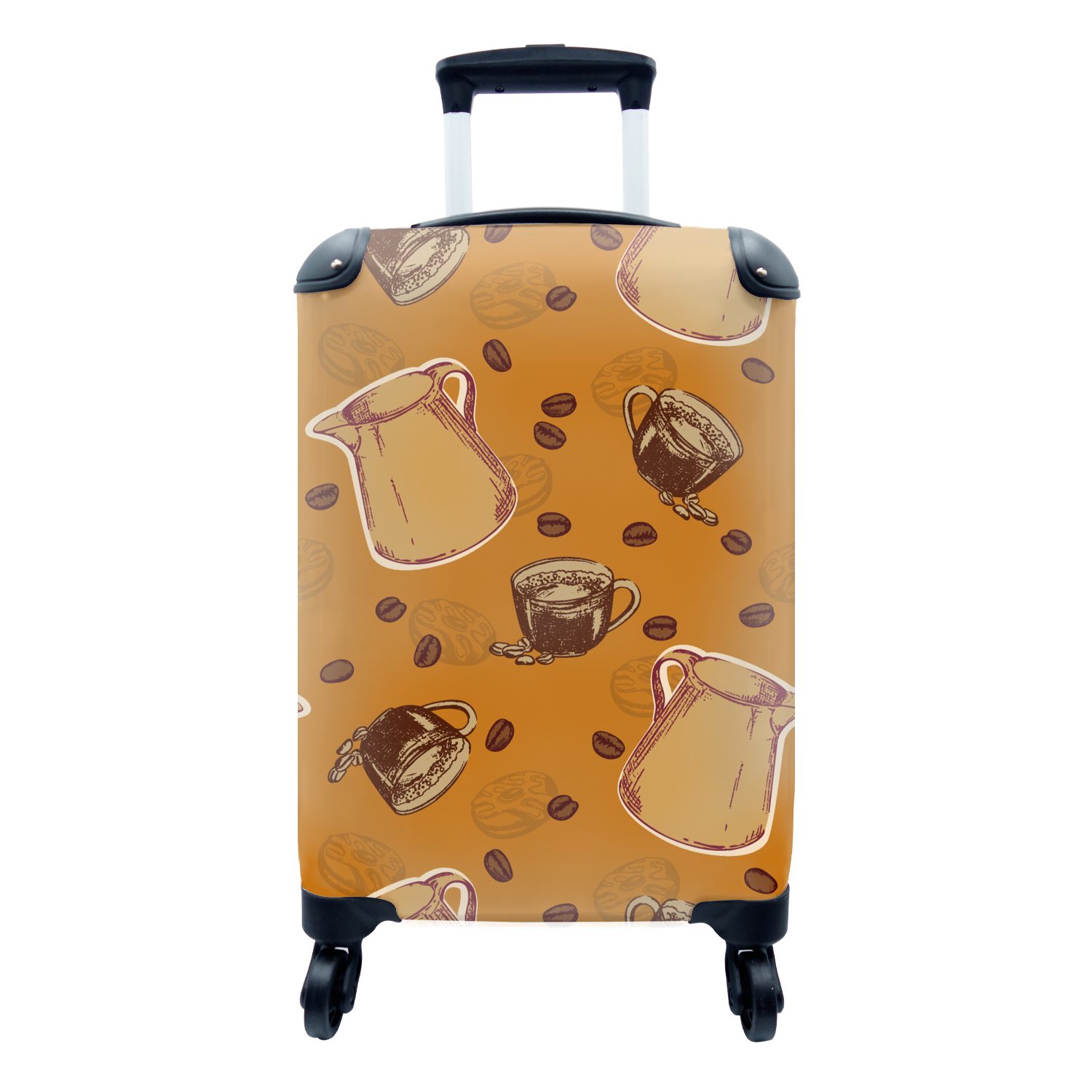 MuchoWow Handgepäckkoffer Kaffee - Kaffeebohnen, 4 Rollen, Reisetasche mit rollen, Handgepäck für Ferien, Trolley, Reisekoffer