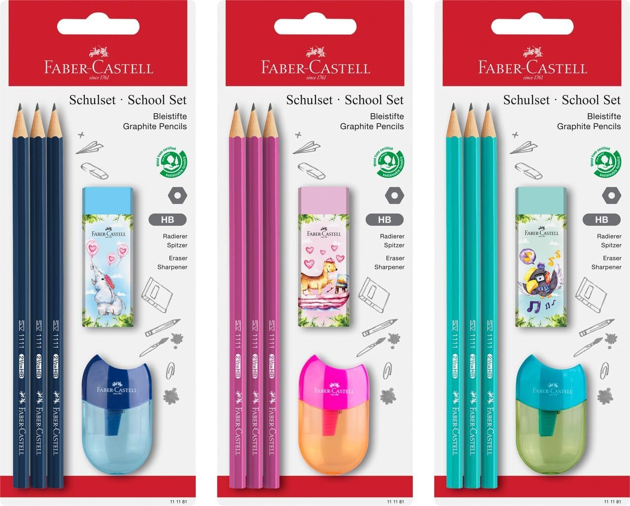 Faber-Castell Bleistift FABER-CASTELL Schulset HB 5-teilig – 1 Stk., Farbe zufällig