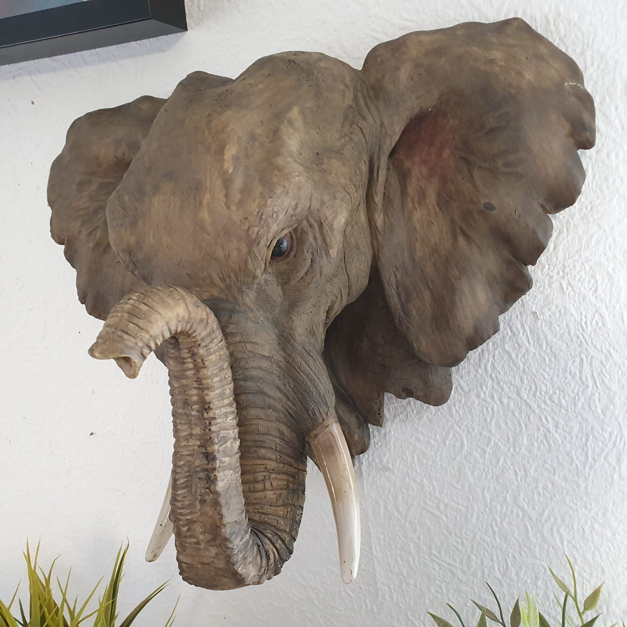 Dekofigur Afrika Deko Elefantenkopf Figur für die Wand 30 cm