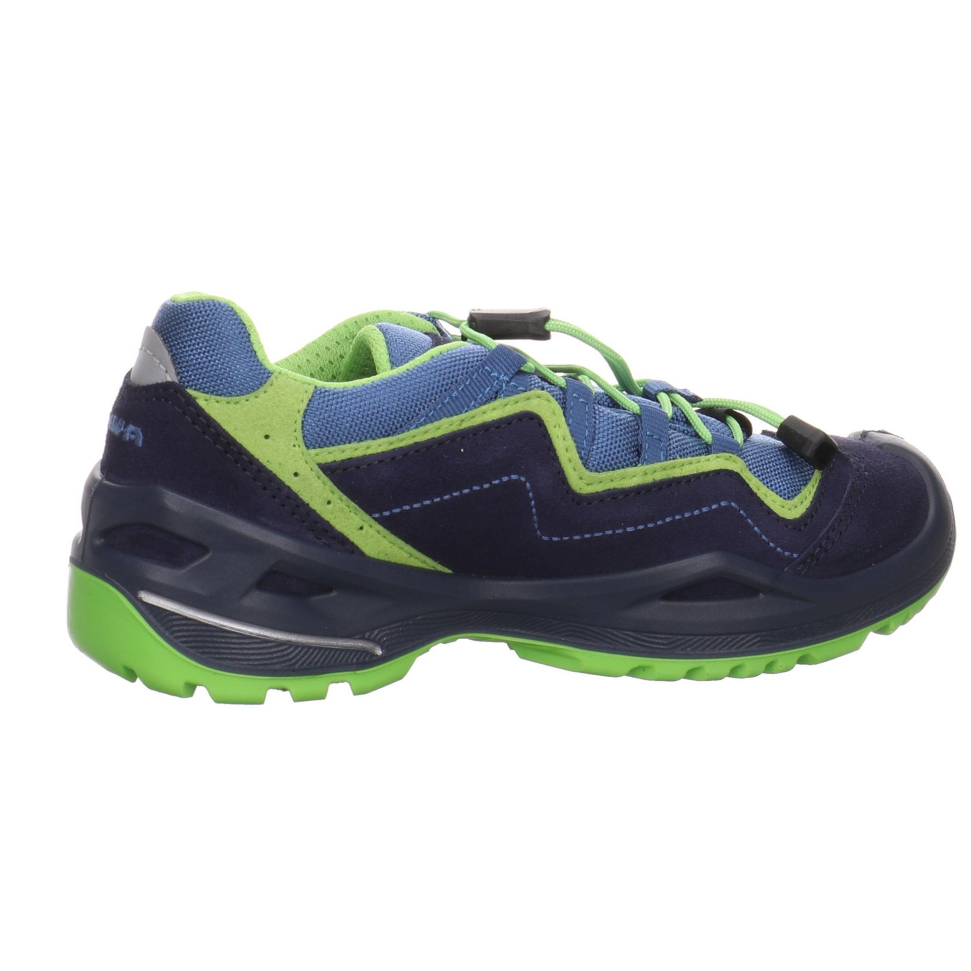 Jungen Lowa dunkelblau/neon Leder-/Textilkombination Schnürhalbschuhe Outdoorschuh