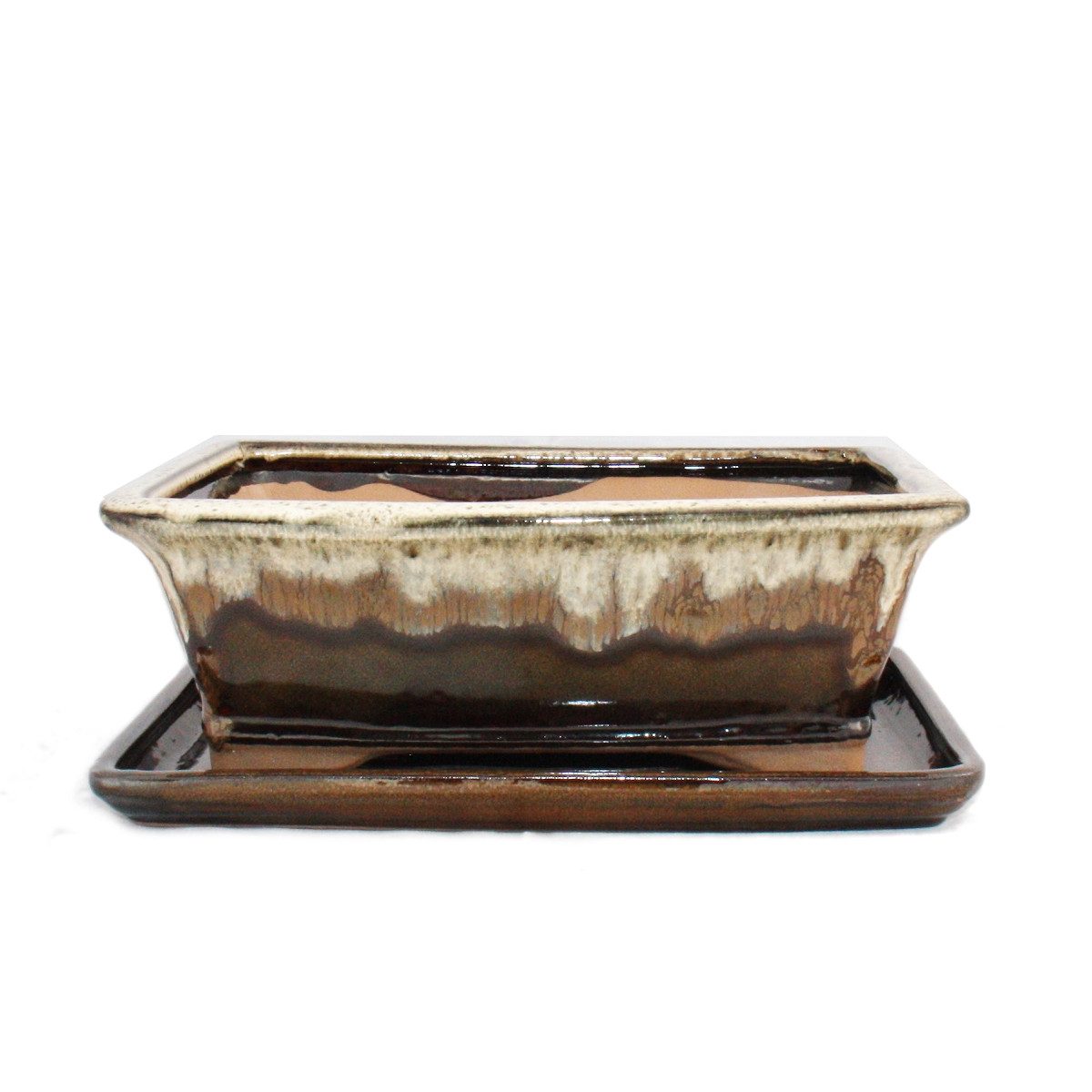 Exotenherz Pflanzschale Bonsai-Schale + Unterteller Gr. 4 braun/beige rechteckig G93 L 25,5cm (1 St)