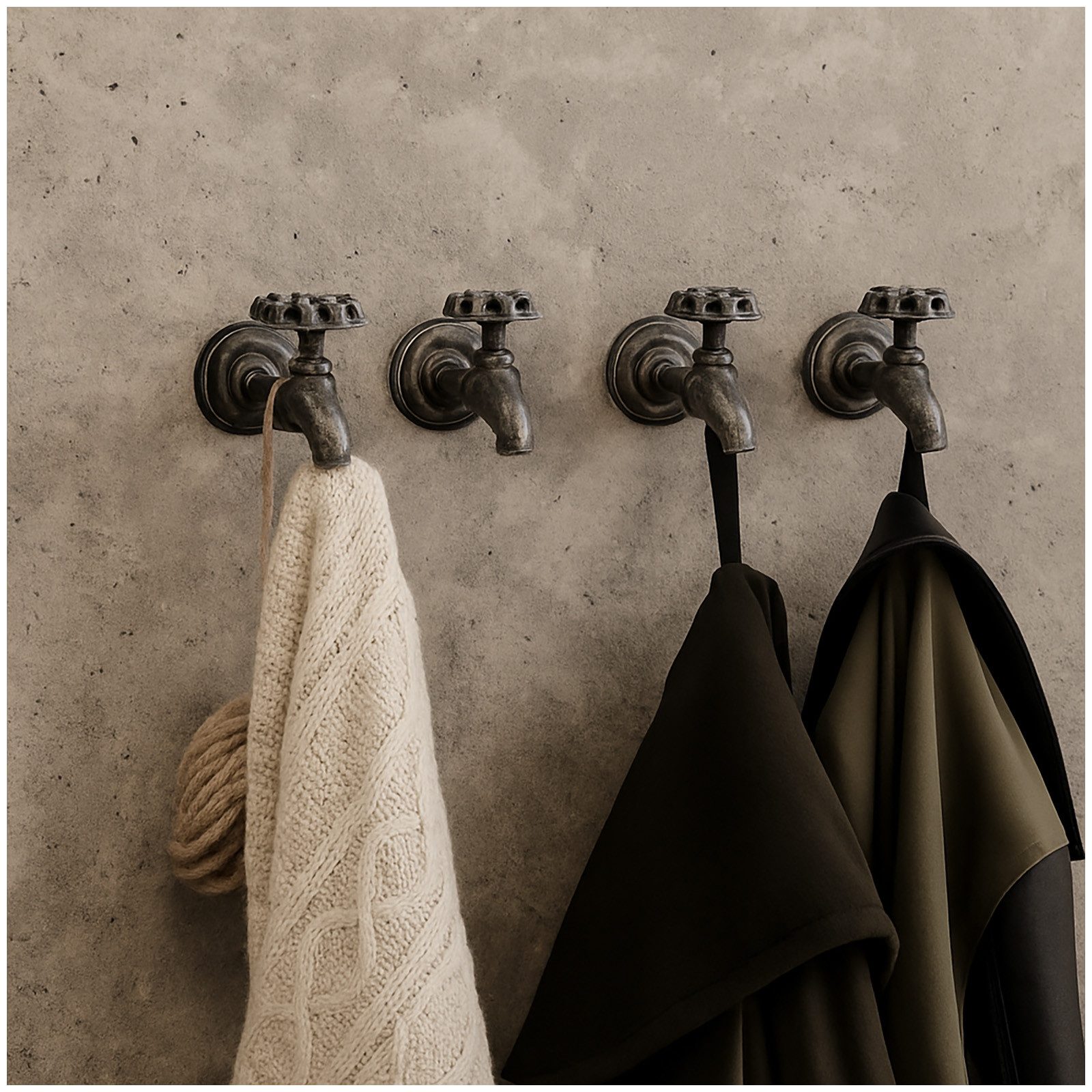 HTI-Living Garderobenhaken Kleiderhaken 4er Set Steampunk (Set, 4 St., 4 Wandhaken ohne Montagematerial), Wandhaken Garderobenhaken Metall Wasserhahn