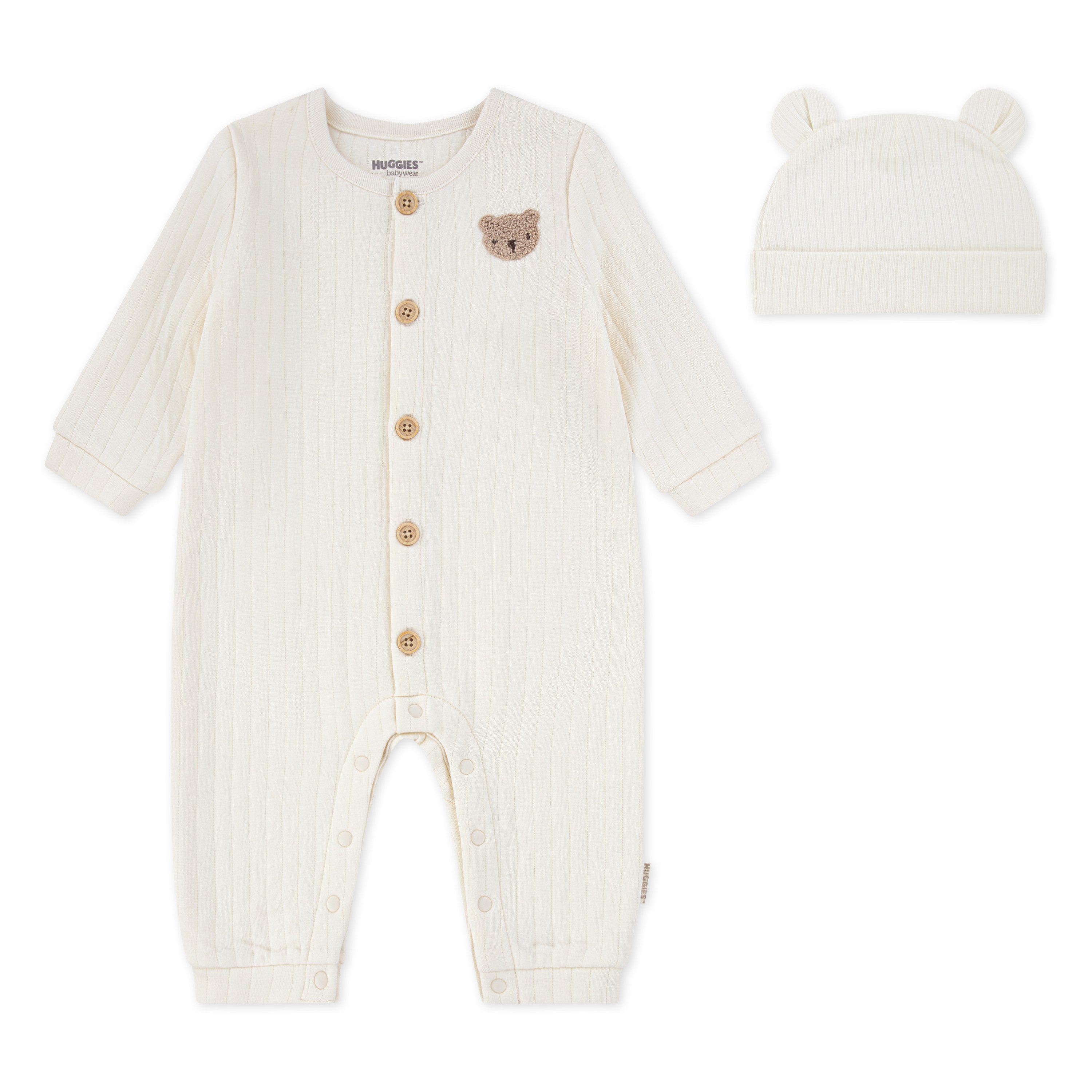 HUGGIES babywear Neugeborenen-Geschenkset HUGB COVERALL ATTACHMENT (Set, 2-tlg) mit passendem Mützchen