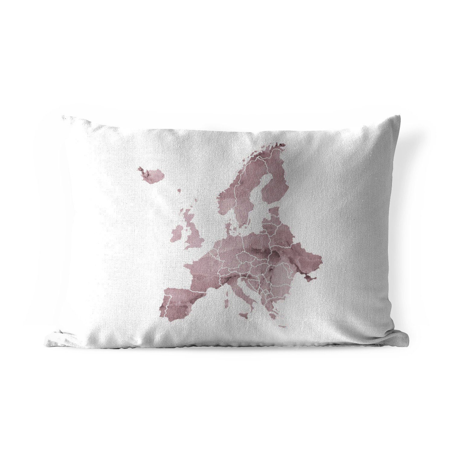 MuchoWow Dekokissen Karte von Europa - Aquarell - Violett, Outdoor-Dekorationskissen, Polyester, Dekokissenbezug, Kissenhülle