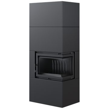 Kratki Kaminofen KAMINEINSATZ SIMPLE BOX 8 KW Ø 200 RECHTS SCHWARZ, TÜRFEDER, BImSchV 2, (5-tlg)