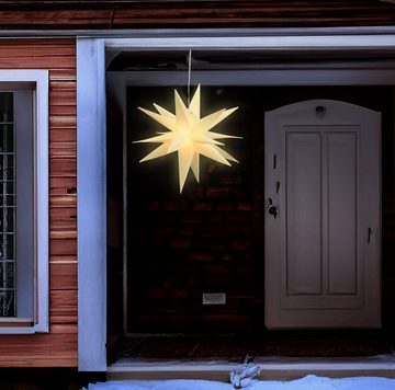 Spetebo LED Stern Deko Leuchte Outdoor - Stern aus Kunststoff - 60cm, An / Aus / Timer, LED, warmweiss, Batterie betriebener LED Weihnachtsstern