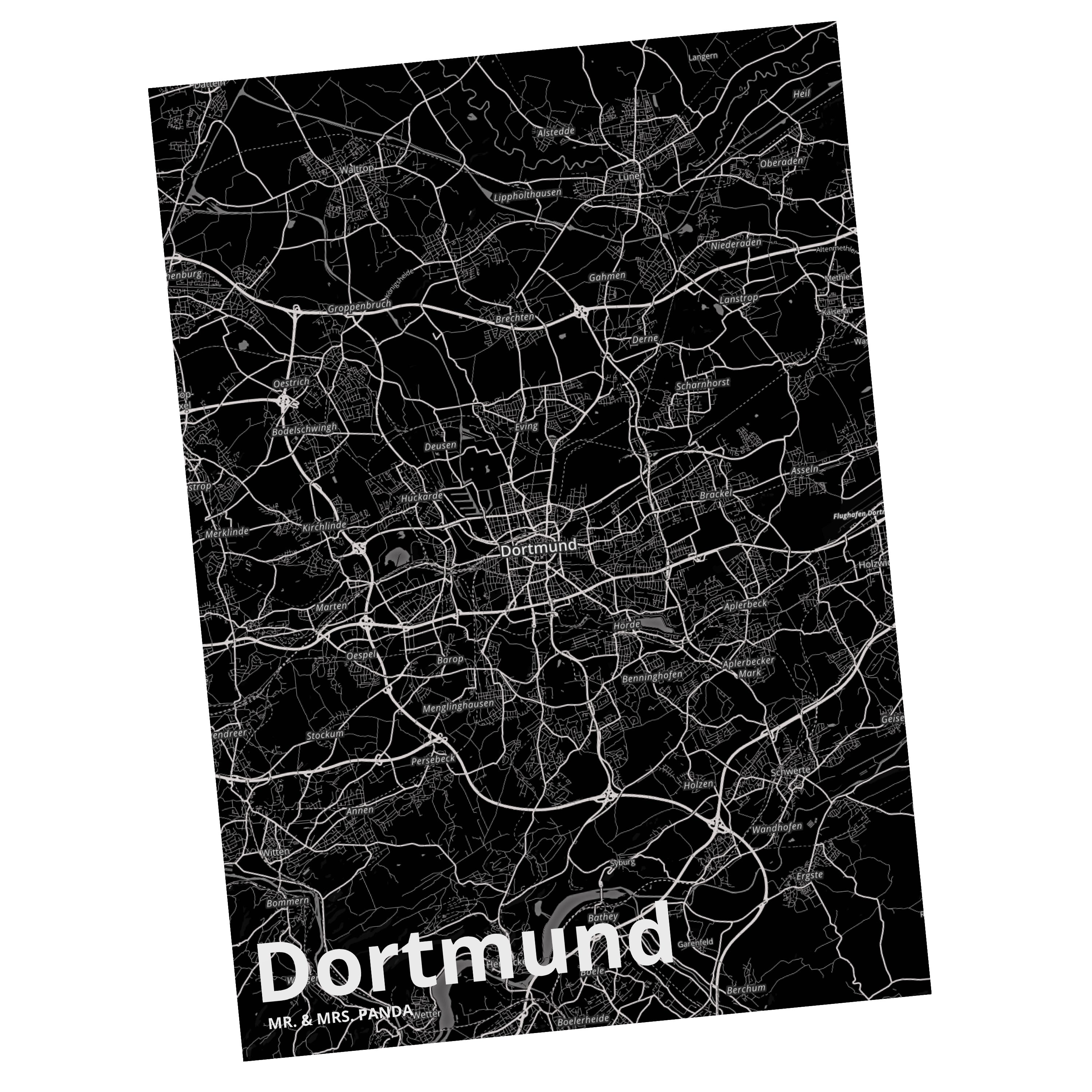 & Karte Karte, Dorf, Dortmund Mr. Einladung, Dorf Mrs. Panda Landkar Geschenk, Postkarte Stadt -