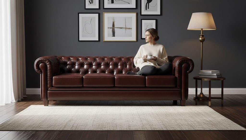 JVmoebel Chesterfield-Sofa Edle Polster Sofa Couch Garnitur Leder Sofa SOFORT