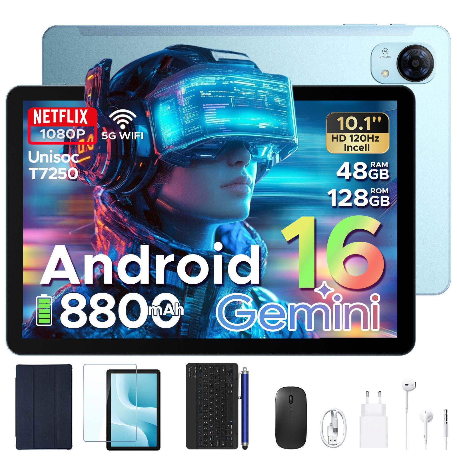 Kinder Lern-Tablet mit Elternkontrolle 10'' Android 16, 64GB ROM kids Tablet
