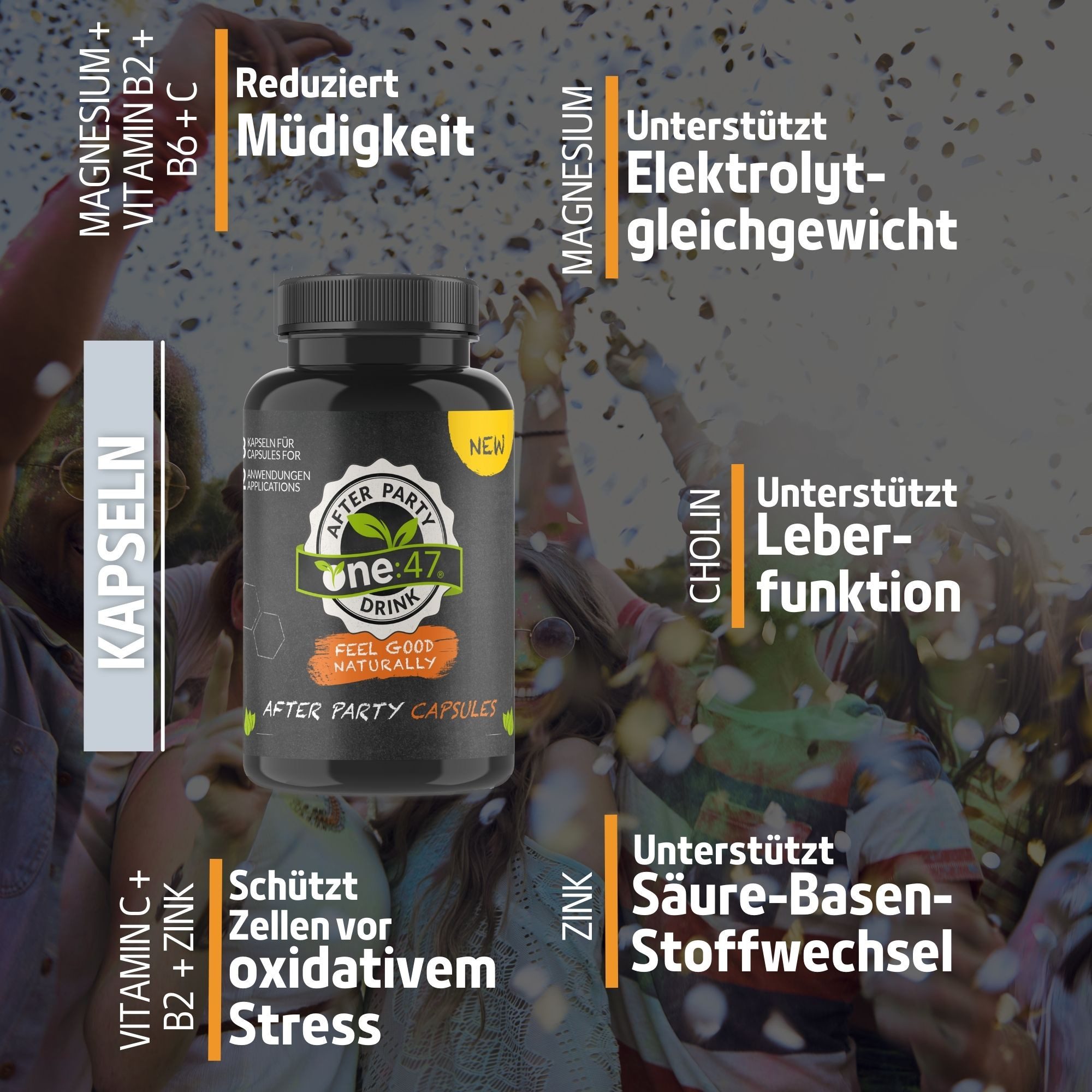 one:47 ONE:47® After Party Drink - Elektrolyte Vitamine Kapseln Kapseln, 48 St., 48 g