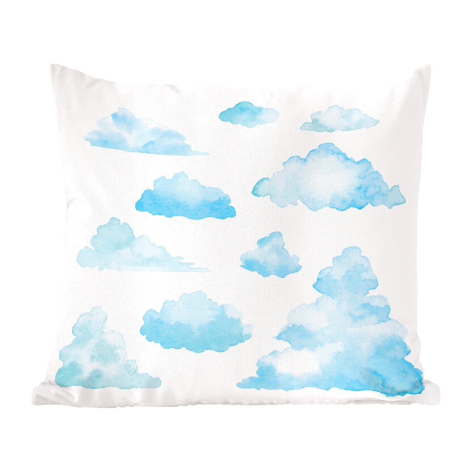 MuchoWow Dekokissen Wolken mit Aquarellfarben illustriert, Zierkissen mit Füllung für Wohzimmer, Schlafzimmer, Deko, Sofakissen