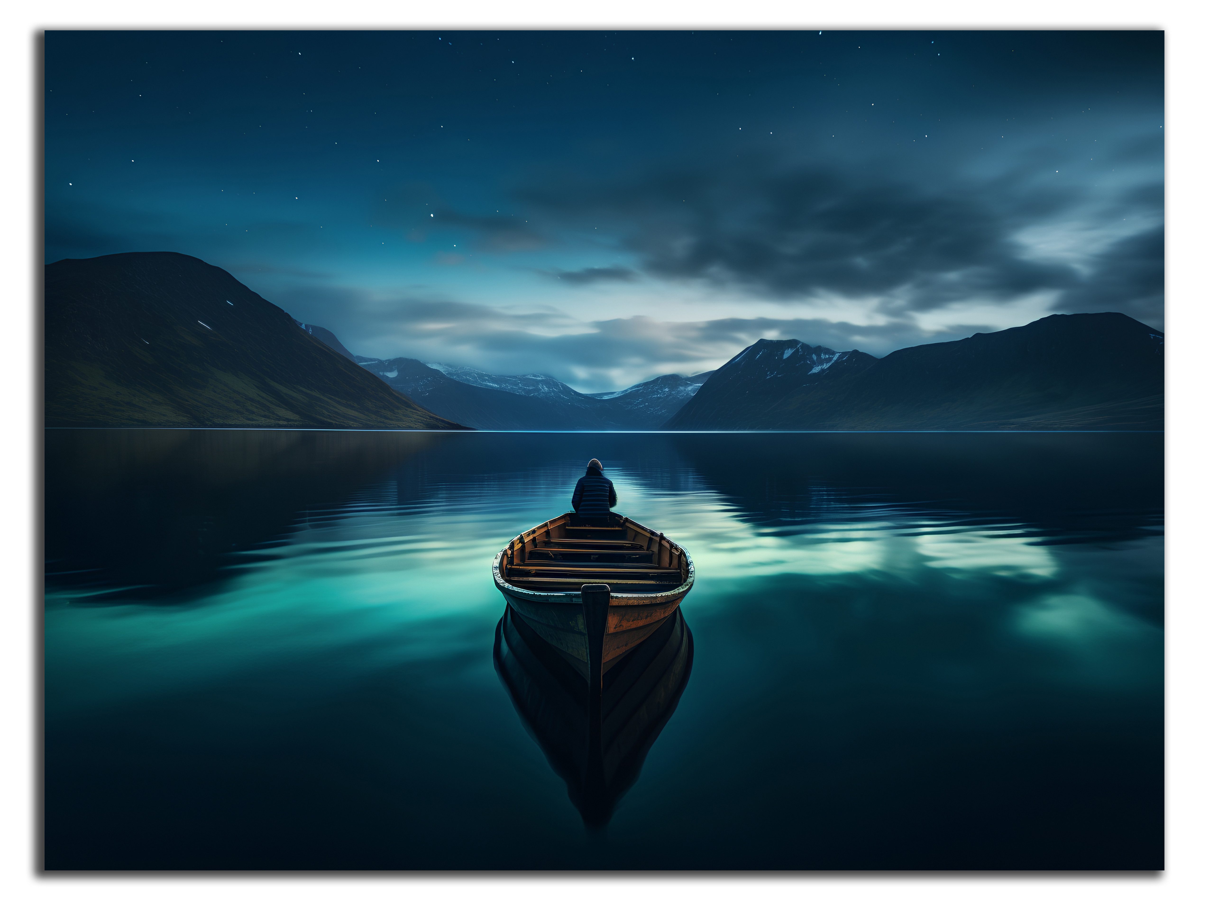DARO Design Leinwandbild Modern Abstrakt Wandbilder XXL Wandbild Wand Deko Leinwand Bilder, (schwarzes Boot - Bild groß Wohnzimmer Schlafzimmer Küche Esszimmer Einteilig Querformat Fotodruck Leinwände Wanddeko Abstrakte Kunst Boho), 30x20cm