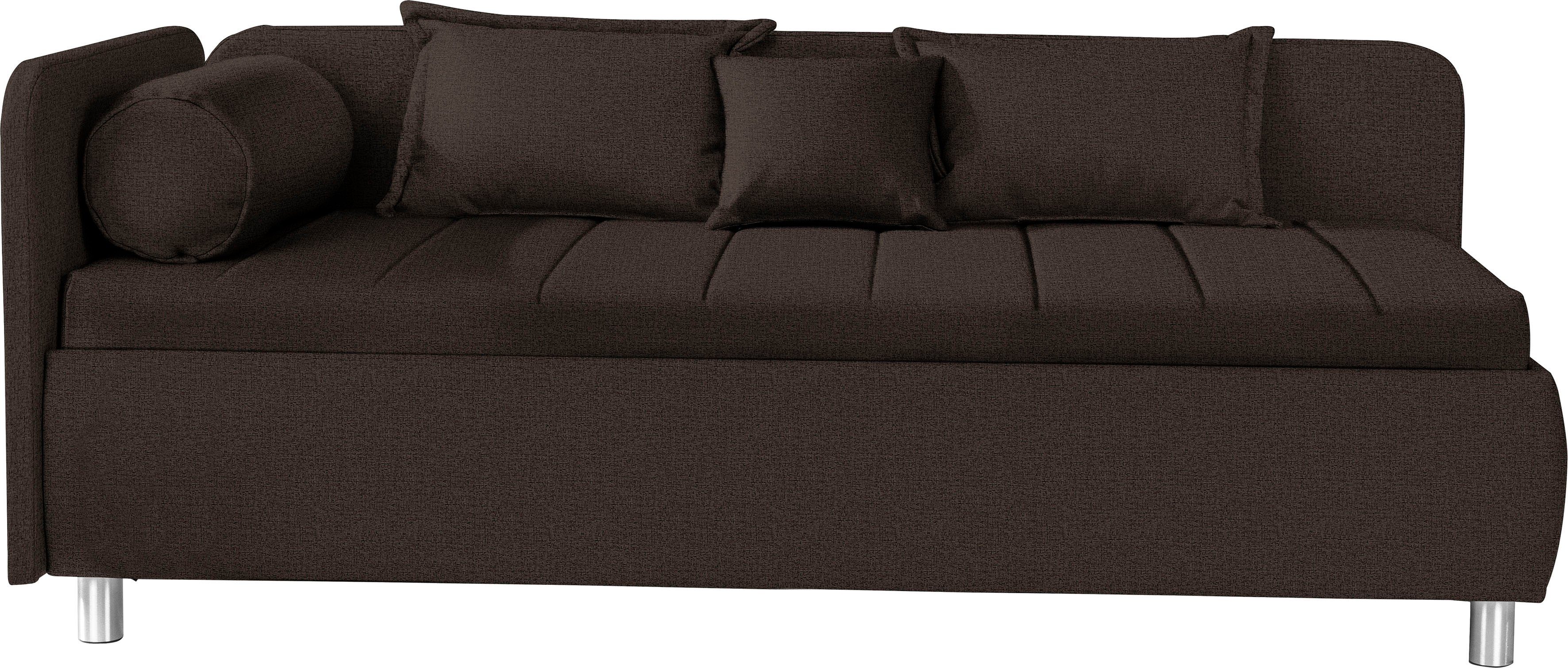 ADA trendline Schlafsofa Kiana, mit Bettkasten und Zierkissen, Liegefläche 90/200 cm oder 100/200 cm umbragrau TMD 14