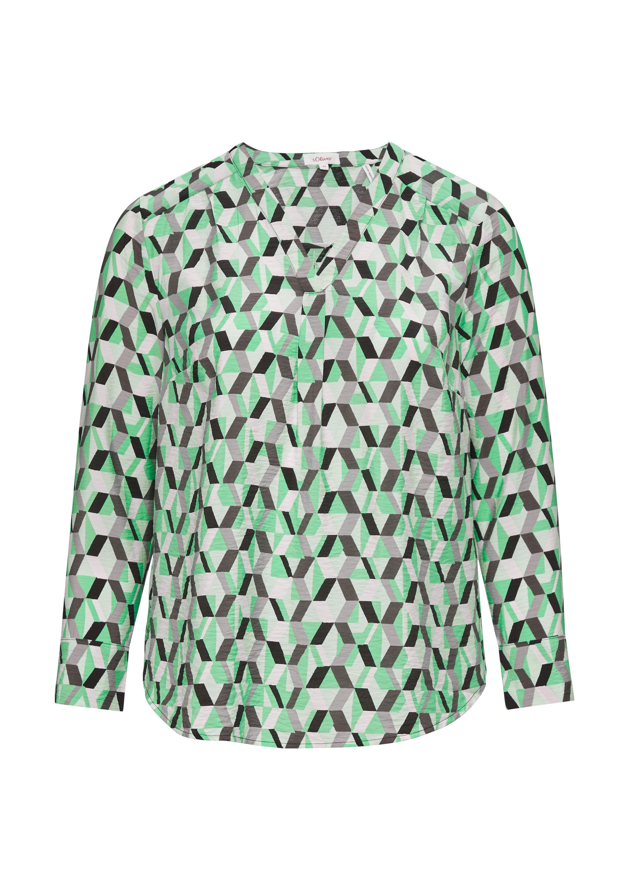 s.Oliver Langarmbluse Bluse Strukturierte Bluse mit All-over-Print